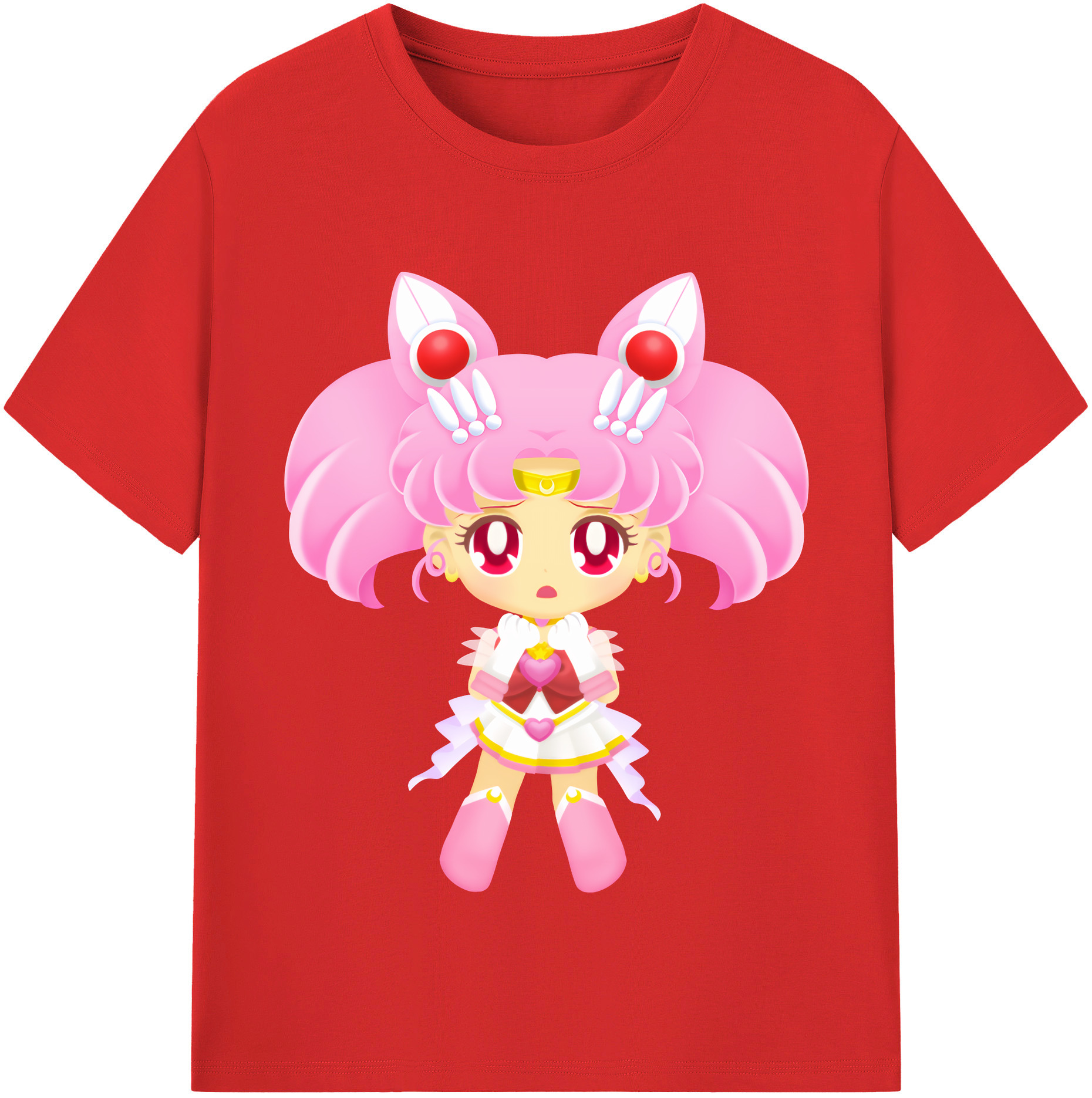 （画像用） 美少女戦士セーラームーン ちびうさ Sailor Moon Chibiusa Tsukino Usagi Small Lady Serenity 綿100％半袖Tシャツ（フロントプリント）