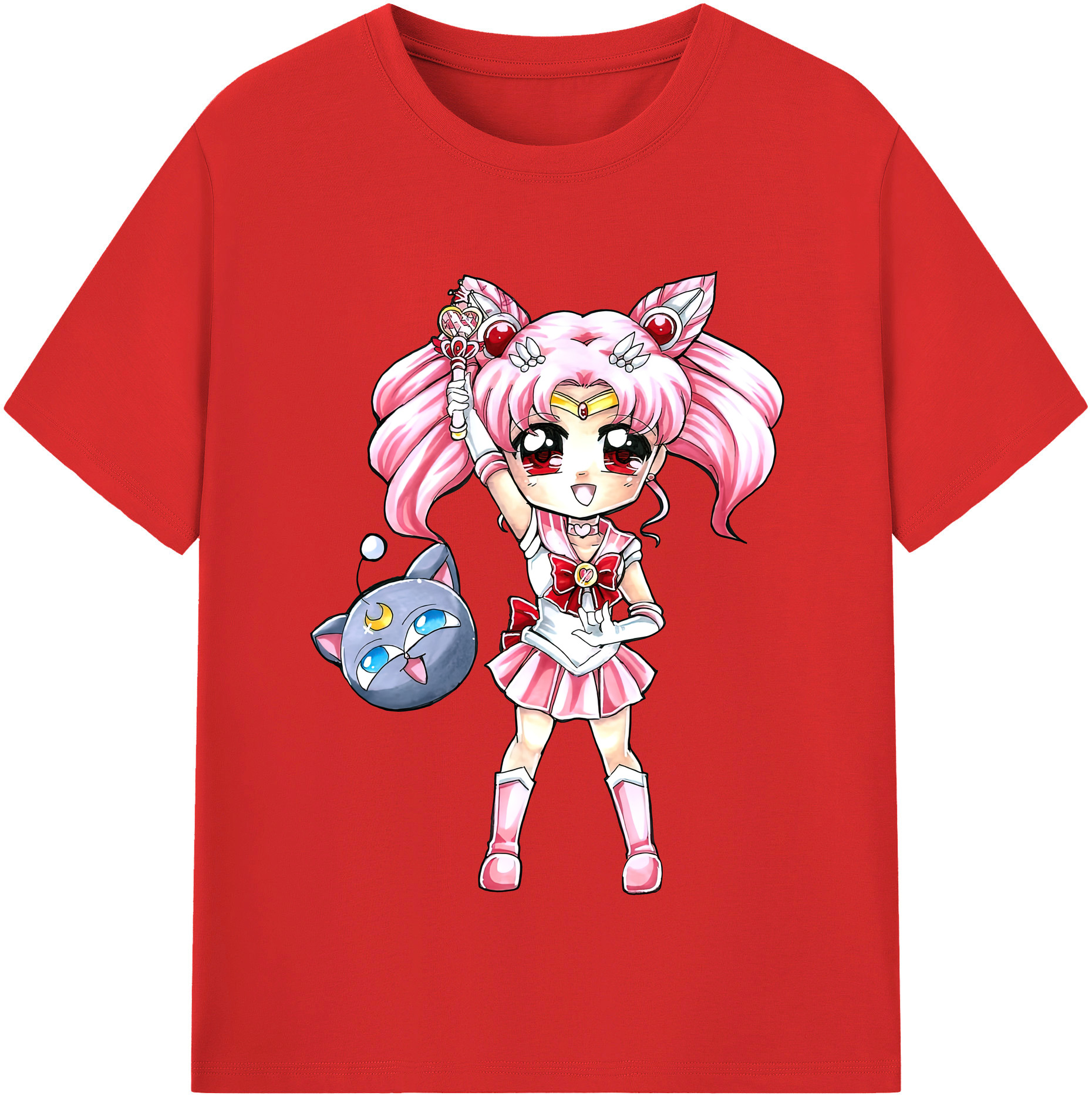 （画像用） 美少女戦士セーラームーン ちびうさ Sailor Moon Chibiusa Tsukino Usagi Small Lady Serenity 綿100％半袖Tシャツ（フロントプリント）