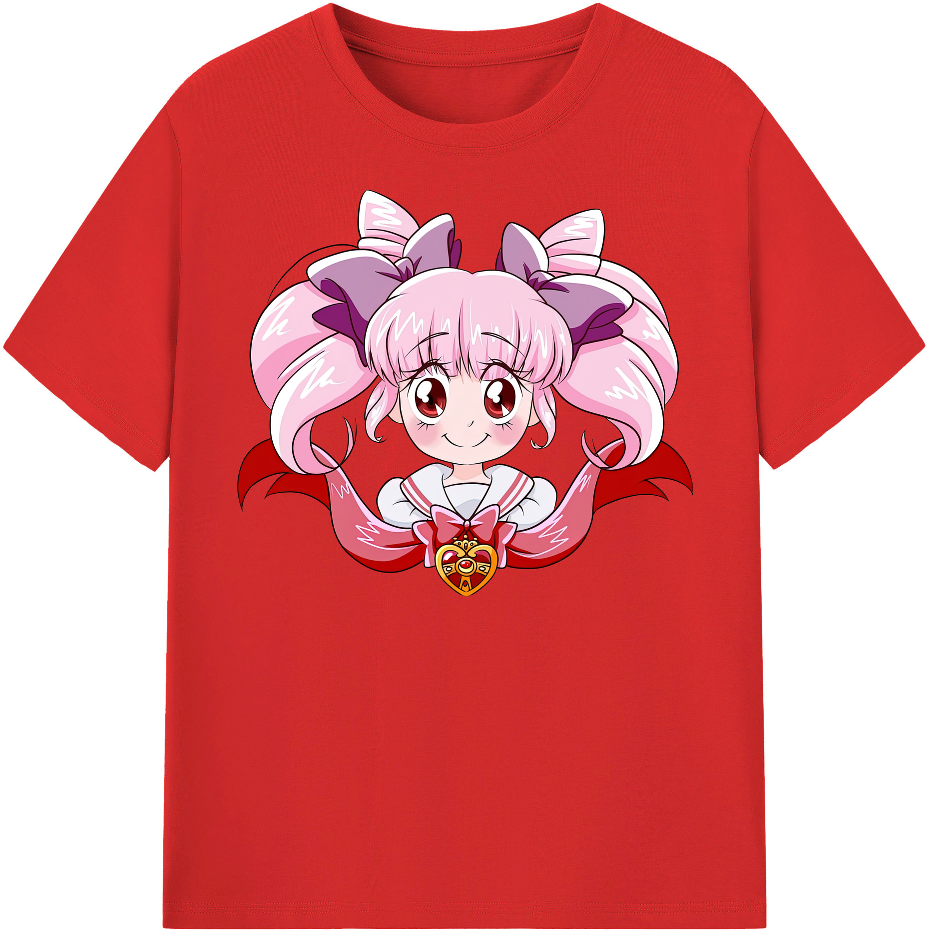 （画像用） 美少女戦士セーラームーン ちびうさ Sailor Moon Chibiusa Tsukino Usagi Small Lady Serenity 綿100％半袖Tシャツ（フロントプリント）