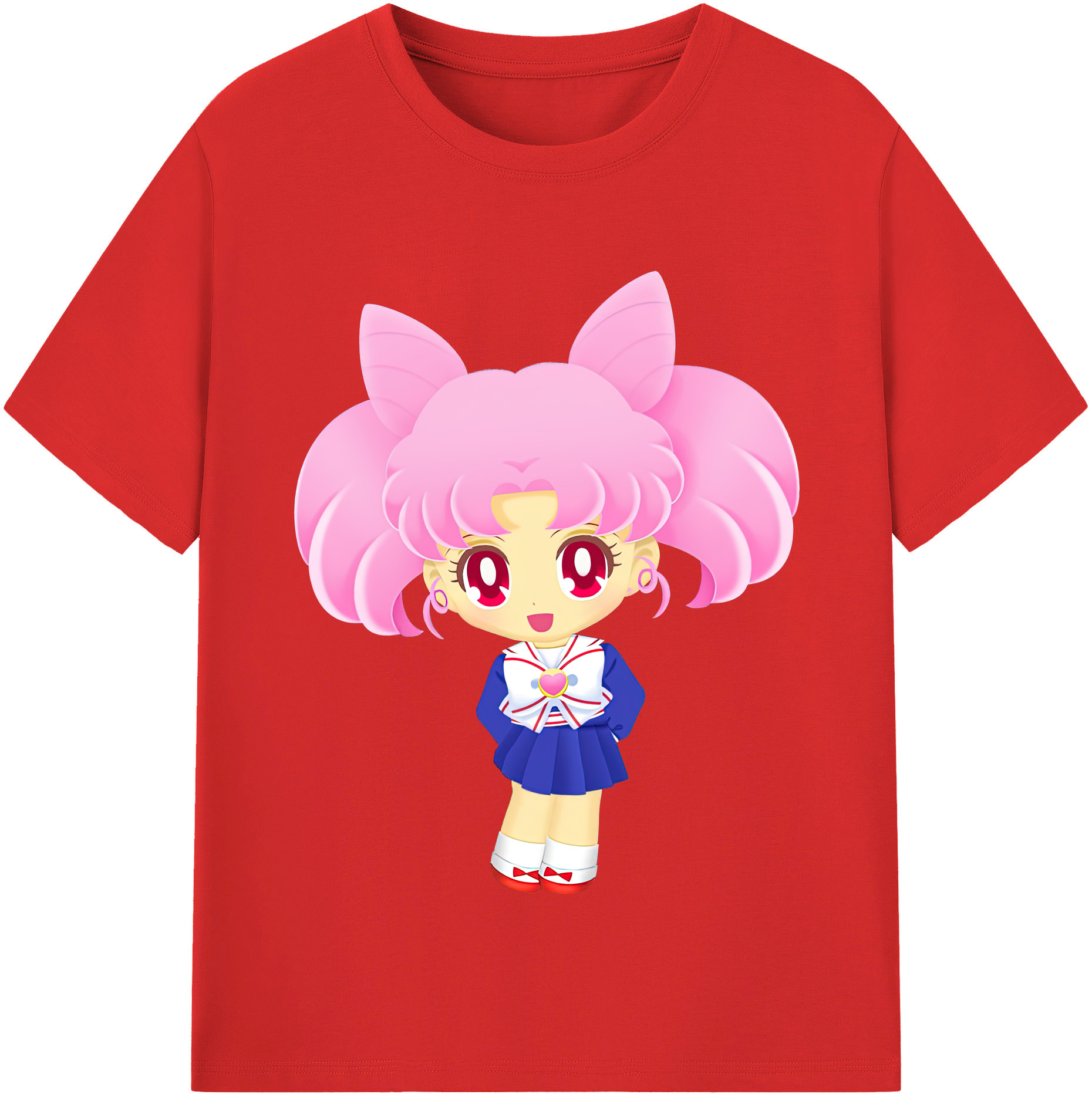 （画像用） 美少女戦士セーラームーン ちびうさ Sailor Moon Chibiusa Tsukino Usagi Small Lady Serenity 綿100％半袖Tシャツ（フロントプリント）