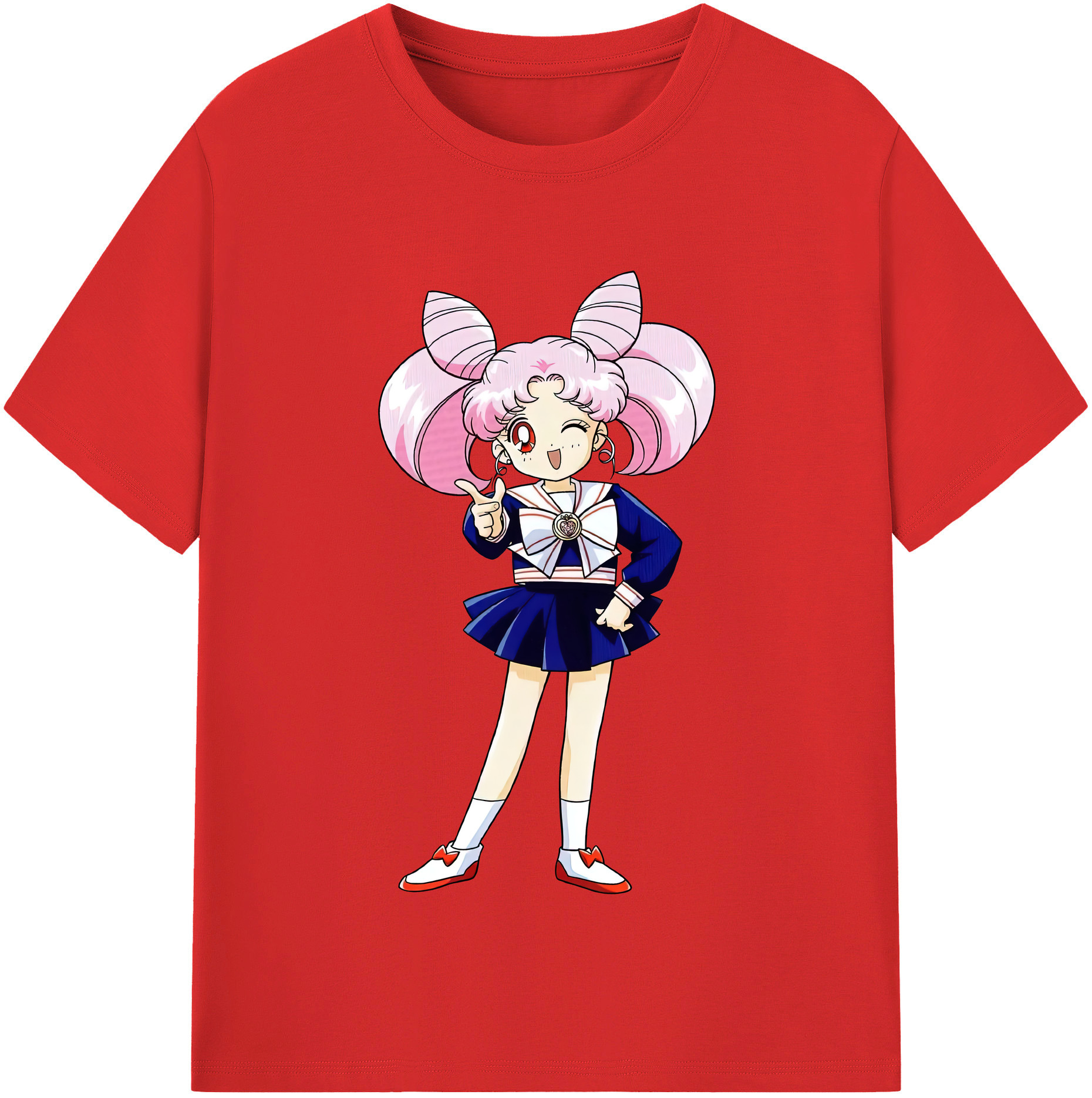 （画像用） 美少女戦士セーラームーン ちびうさ Sailor Moon Chibiusa Tsukino Usagi Small Lady Serenity 綿100％半袖Tシャツ（フロントプリント）