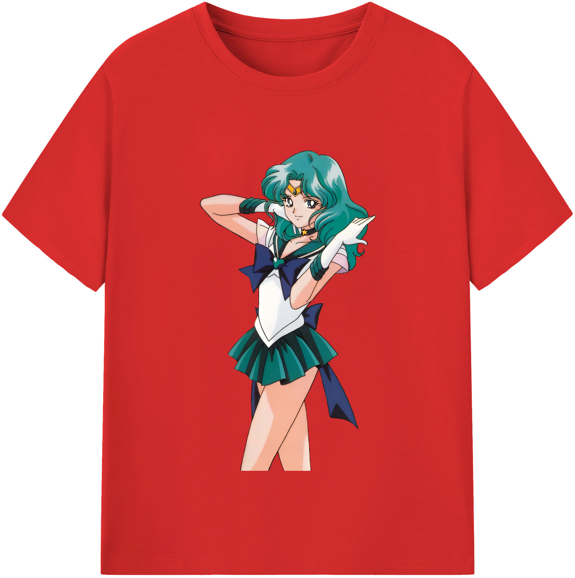 （画像用） 美少女戦士セーラームーン 海王 みちる（かいおう みちる） Sailor Moon Kaiou Michiru 綿100％半袖Tシャツ（フロントプリント）