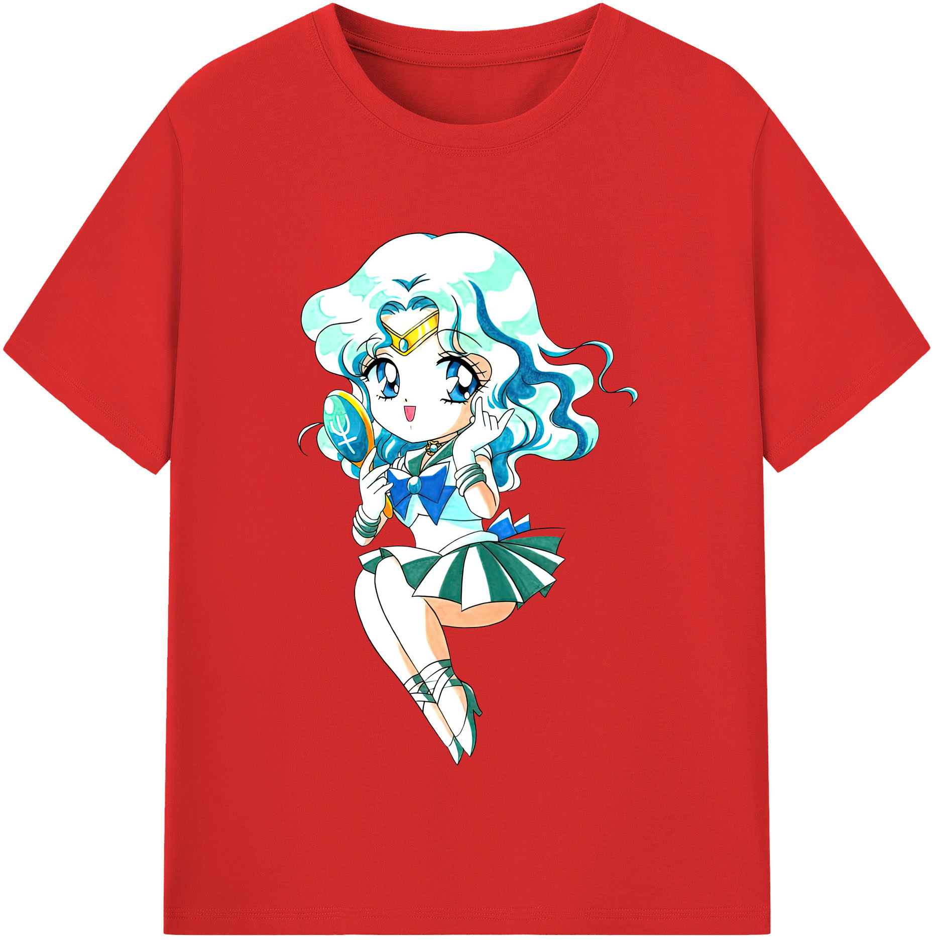 （画像用） 美少女戦士セーラームーン 海王 みちる（かいおう みちる） Sailor Moon Kaiou Michiru 綿100％半袖Tシャツ（フロントプリント）