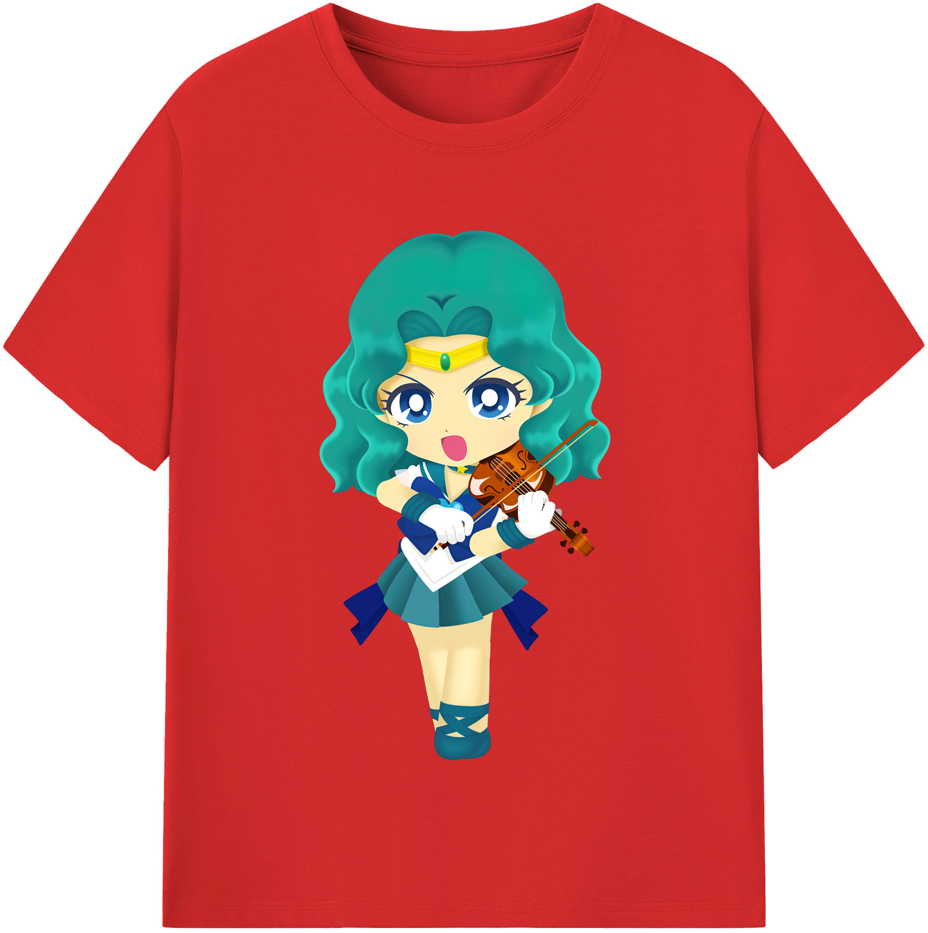 （画像用） 美少女戦士セーラームーン 海王 みちる（かいおう みちる） Sailor Moon Kaiou Michiru 綿100％半袖Tシャツ（フロントプリント）