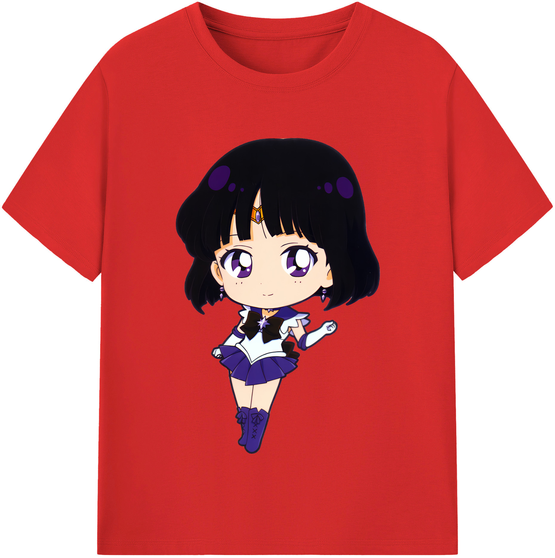 （画像用） 美少女戦士セーラームーン 土萠ほたる Sailor Moon Tomoe Hotaru （セーラーサターン；Sailor Saturn） 綿100％半袖Tシャツ（フロントプリント）