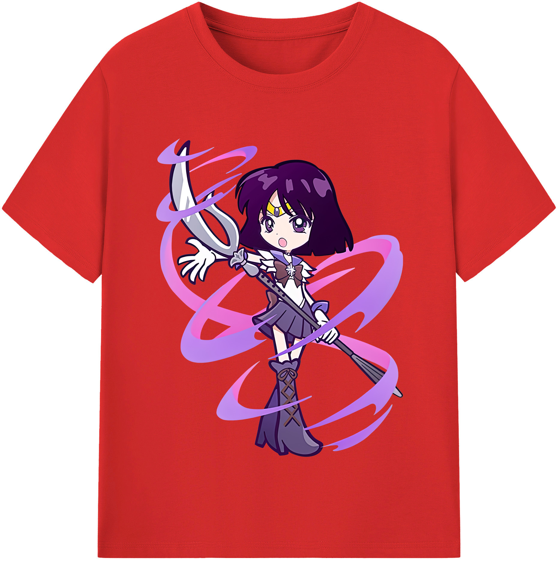 （画像用） 美少女戦士セーラームーン 土萠ほたる Sailor Moon Tomoe Hotaru （セーラーサターン；Sailor Saturn） 綿100％半袖Tシャツ（フロントプリント）