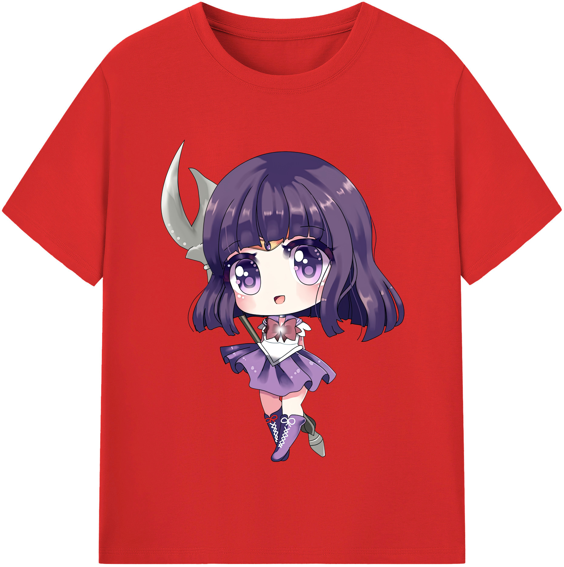 （画像用） 美少女戦士セーラームーン 土萠ほたる Sailor Moon Tomoe Hotaru （セーラーサターン；Sailor Saturn） 綿100％半袖Tシャツ（フロントプリント）
