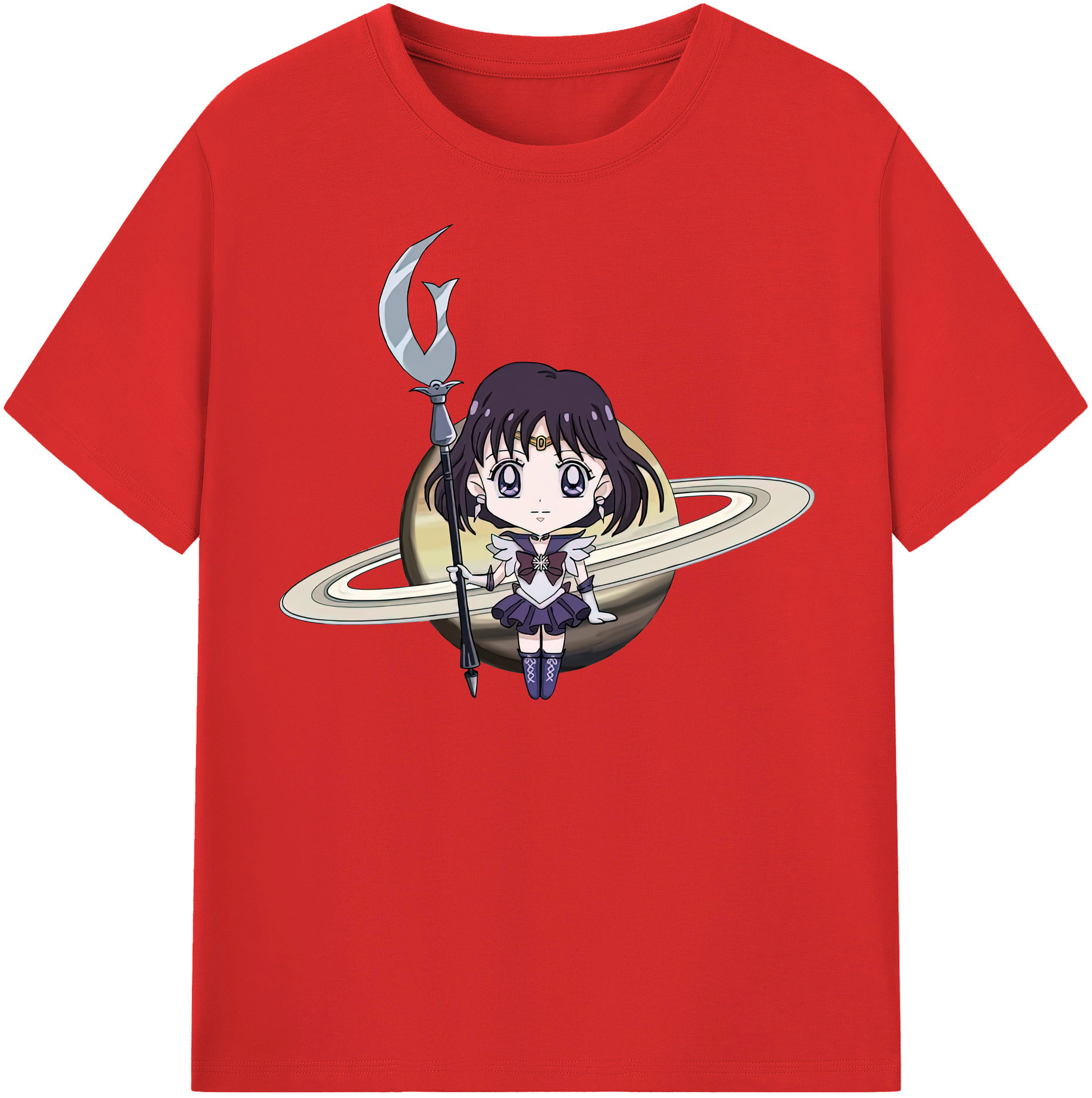 （画像用） 美少女戦士セーラームーン 土萠ほたる Sailor Moon Tomoe Hotaru （セーラーサターン；Sailor Saturn） 綿100％半袖Tシャツ（フロントプリント）