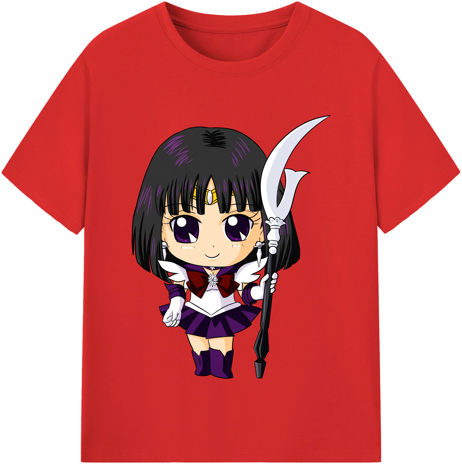 （画像用） 美少女戦士セーラームーン 土萠ほたる Sailor Moon Tomoe Hotaru （セーラーサターン；Sailor Saturn） 綿100％半袖Tシャツ（フロントプリント）