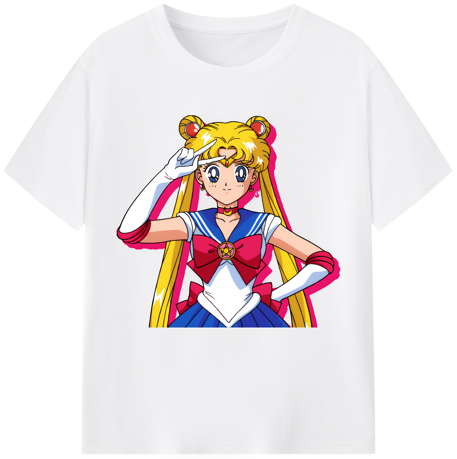 （画像用） 美少女戦士セーラームーン 月野 うさぎ つきの うさぎ Sailor Moon Tsukino Usagi 綿100％半袖Tシャツ（フロントプリント）