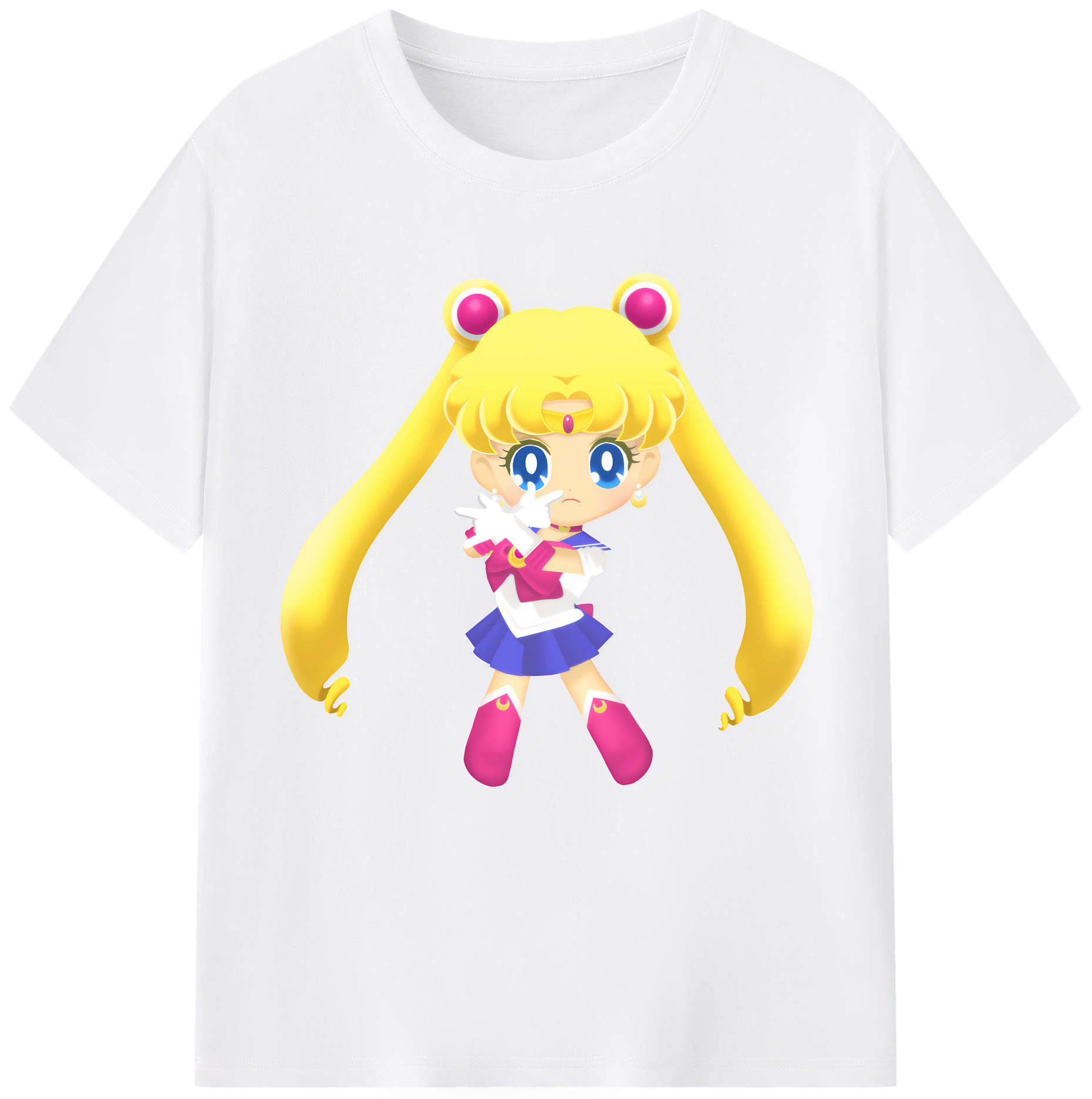 （画像用） 美少女戦士セーラームーン 月野 うさぎ つきの うさぎ Sailor Moon Tsukino Usagi 綿100％半袖Tシャツ（フロントプリント）