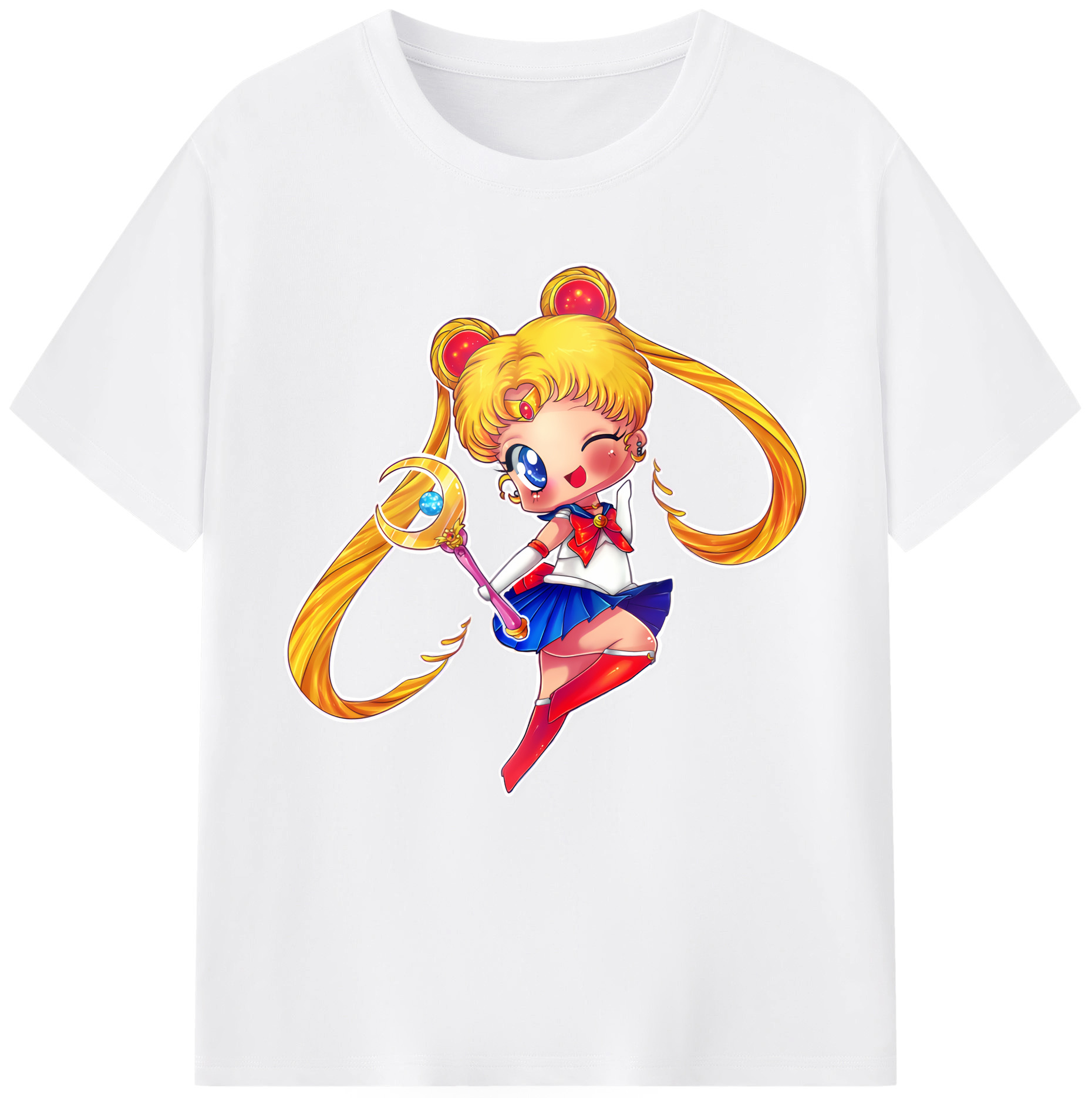 （画像用） 美少女戦士セーラームーン 月野 うさぎ つきの うさぎ Sailor Moon Tsukino Usagi 綿100％半袖Tシャツ（フロントプリント）