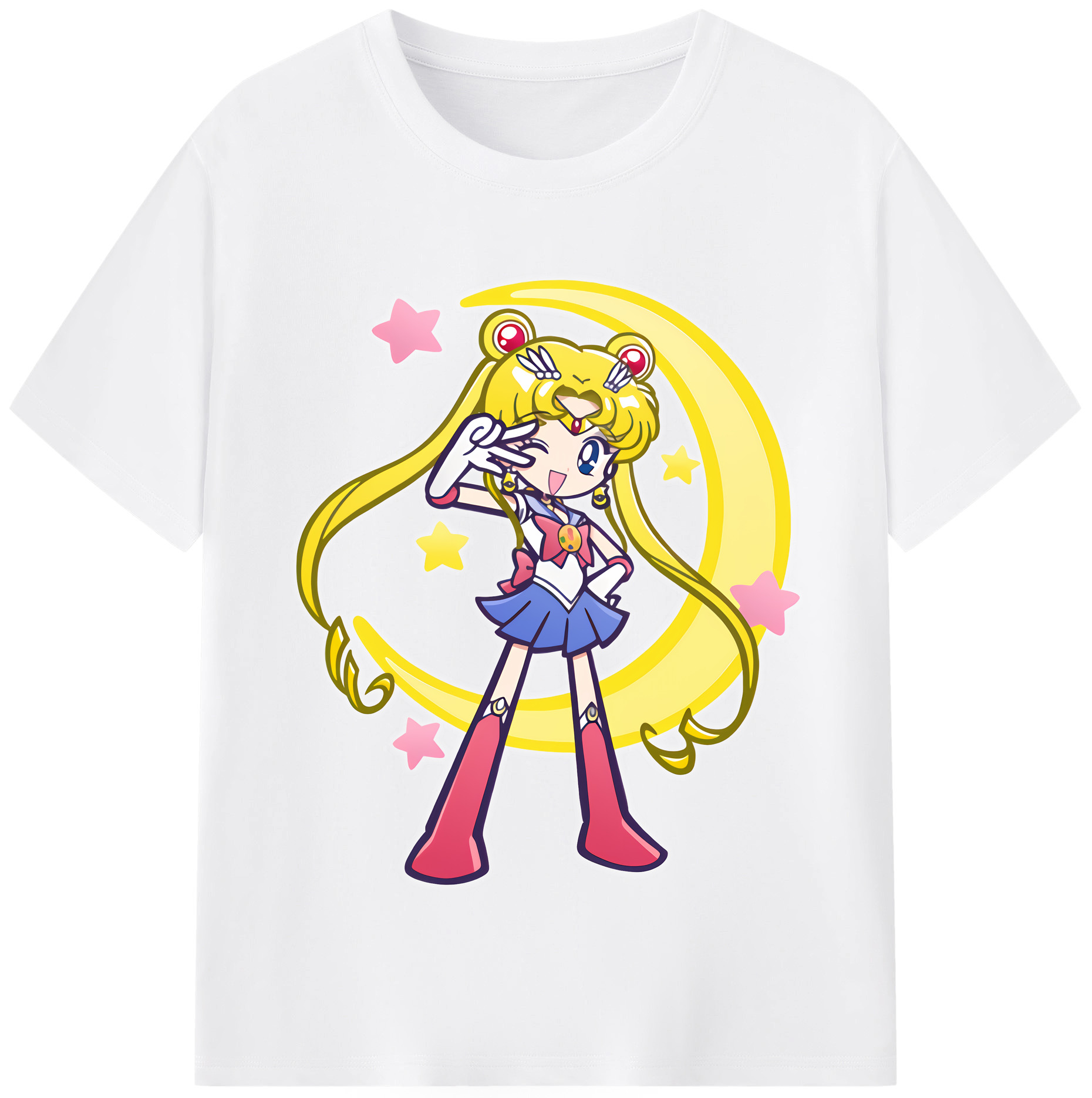 （画像用） 美少女戦士セーラームーン 月野 うさぎ つきの うさぎ Sailor Moon Tsukino Usagi 綿100％半袖Tシャツ（フロントプリント）