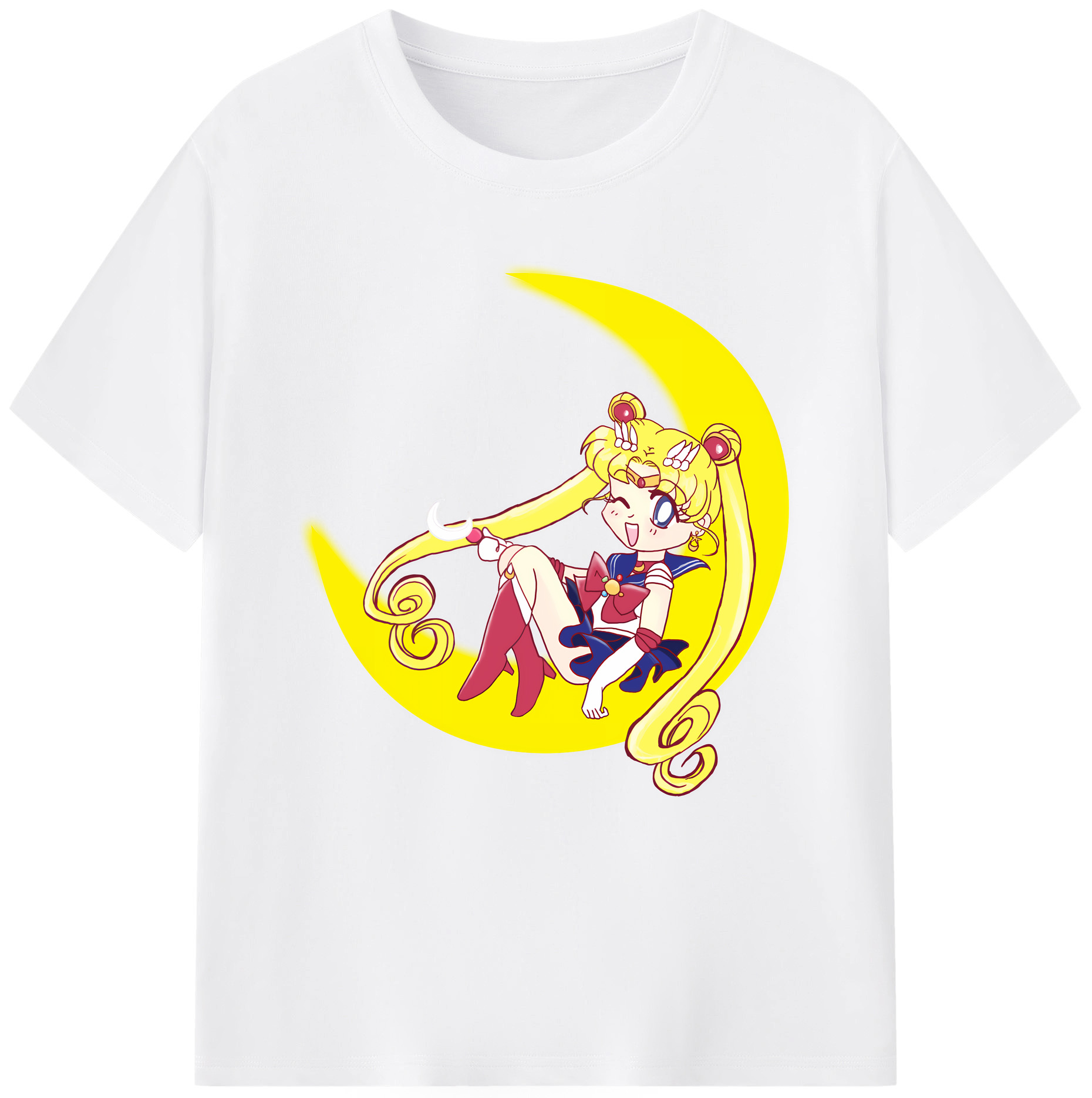 （画像用） 美少女戦士セーラームーン 月野 うさぎ つきの うさぎ Sailor Moon Tsukino Usagi 綿100％半袖Tシャツ（フロントプリント）