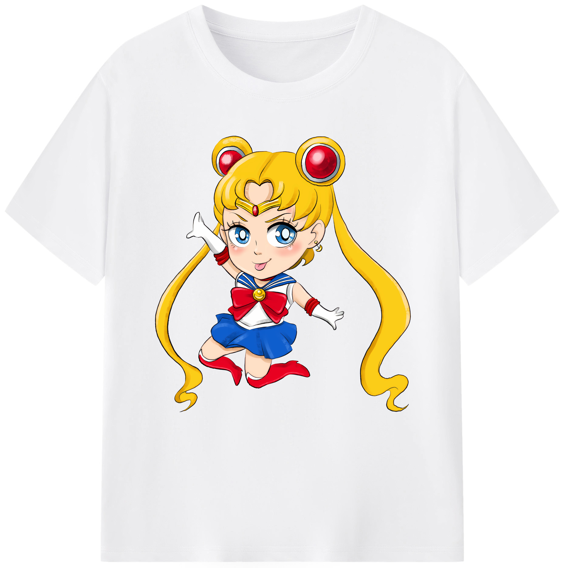 （画像用） 美少女戦士セーラームーン 月野 うさぎ つきの うさぎ Sailor Moon Tsukino Usagi 綿100％半袖Tシャツ（フロントプリント）