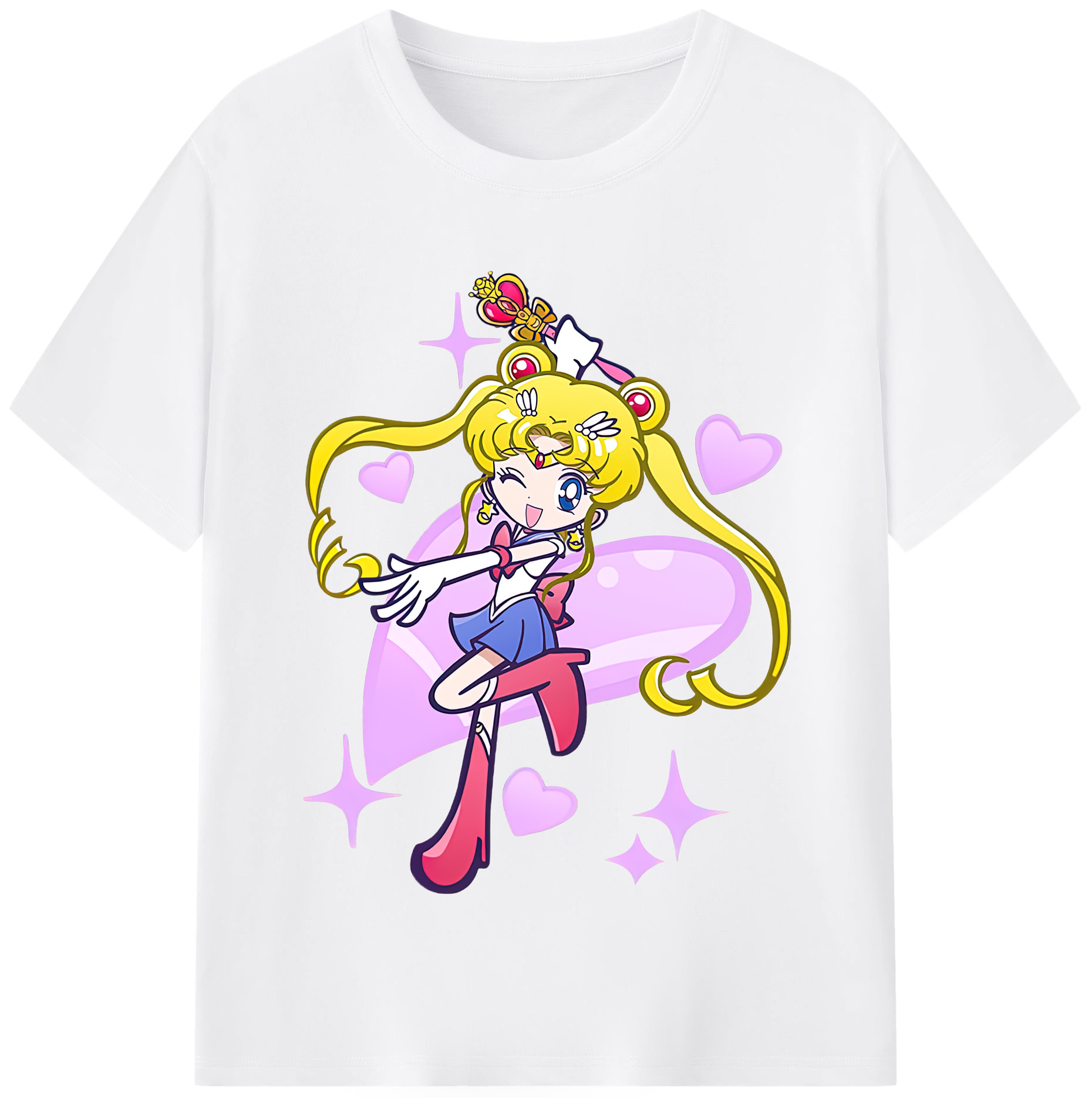 （画像用） 美少女戦士セーラームーン 月野 うさぎ つきの うさぎ Sailor Moon Tsukino Usagi 綿100％半袖Tシャツ（フロントプリント）