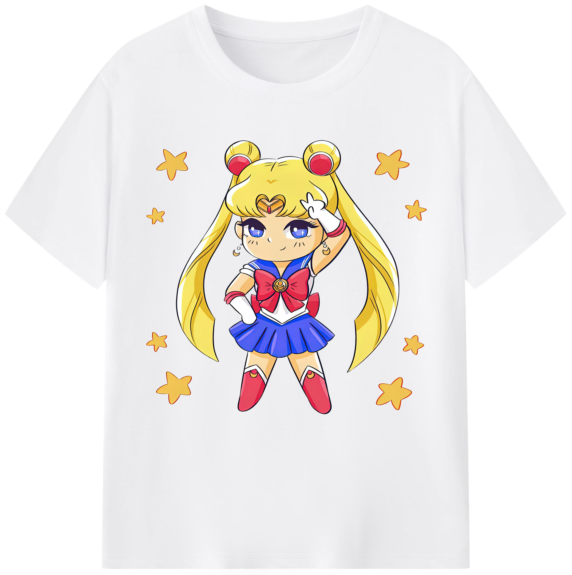（画像用） 美少女戦士セーラームーン 月野 うさぎ つきの うさぎ Sailor Moon Tsukino Usagi 綿100％半袖Tシャツ（フロントプリント）