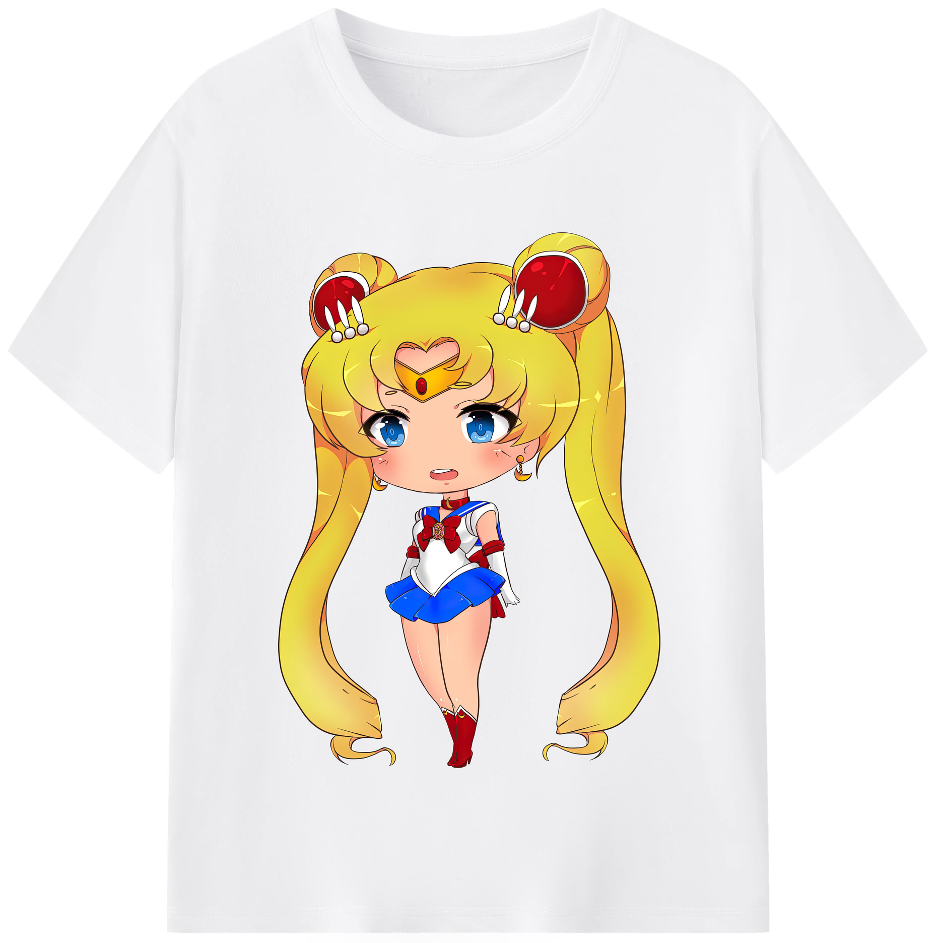 （画像用） 美少女戦士セーラームーン 月野 うさぎ つきの うさぎ Sailor Moon Tsukino Usagi 綿100％半袖Tシャツ（フロントプリント）