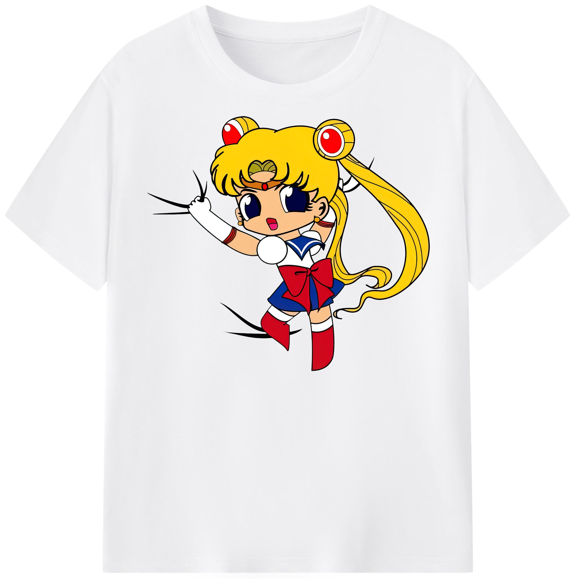 （画像用） 美少女戦士セーラームーン 月野 うさぎ つきの うさぎ Sailor Moon Tsukino Usagi 綿100％半袖Tシャツ（フロントプリント）
