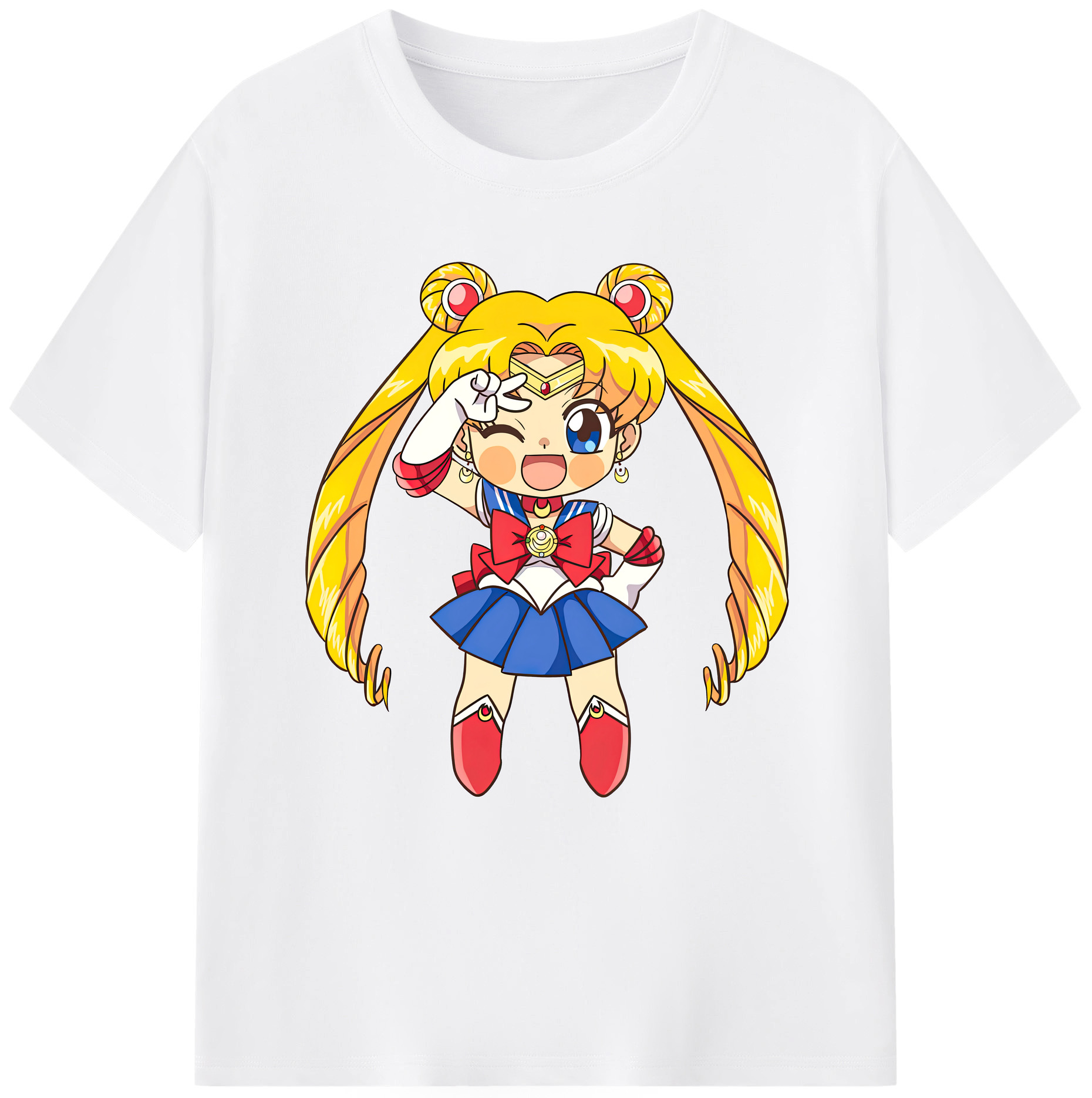 （画像用） 美少女戦士セーラームーン 月野 うさぎ つきの うさぎ Sailor Moon Tsukino Usagi 綿100％半袖Tシャツ（フロントプリント）