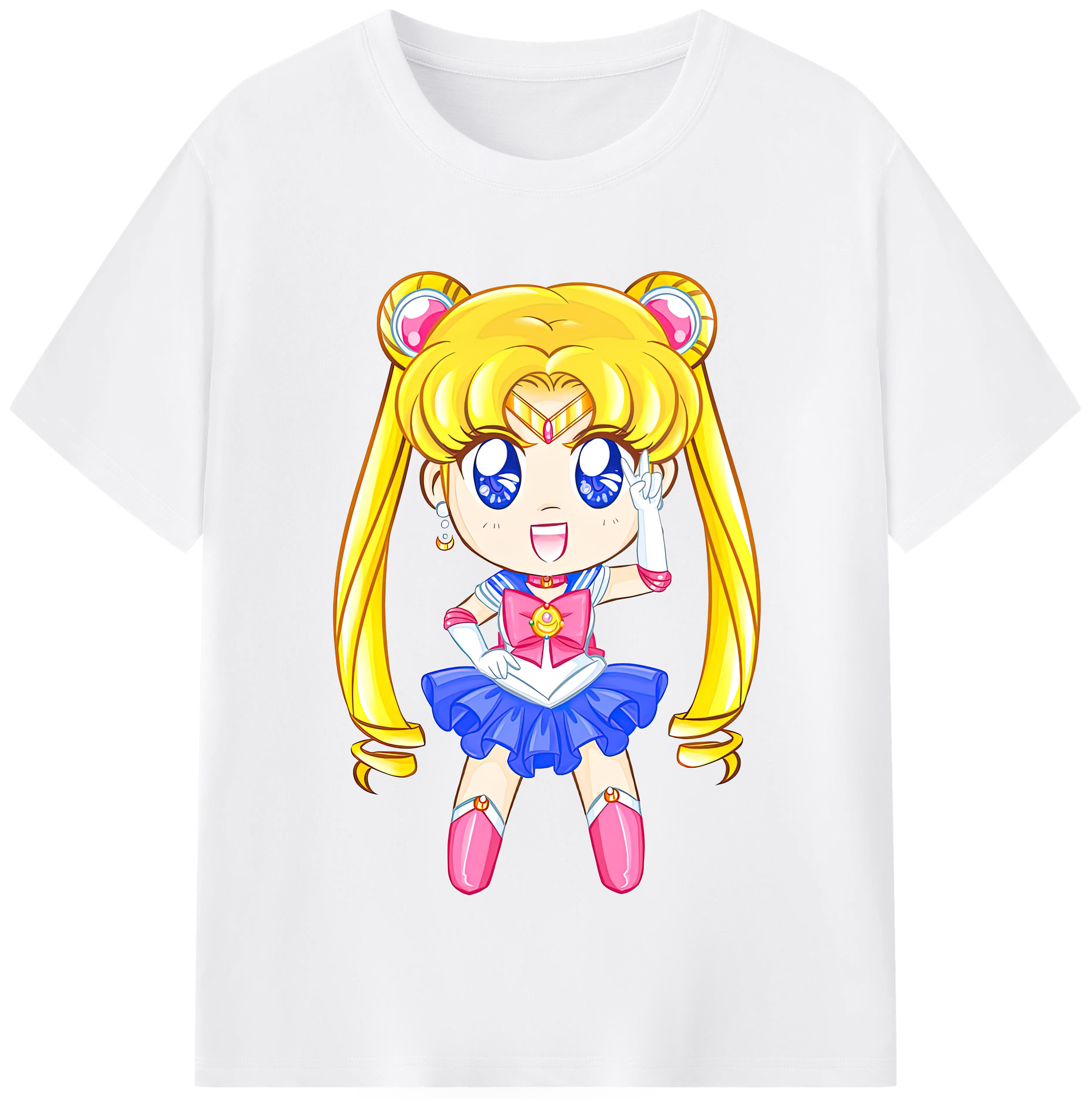 （画像用） 美少女戦士セーラームーン 月野 うさぎ つきの うさぎ Sailor Moon Tsukino Usagi 綿100％半袖Tシャツ（フロントプリント）