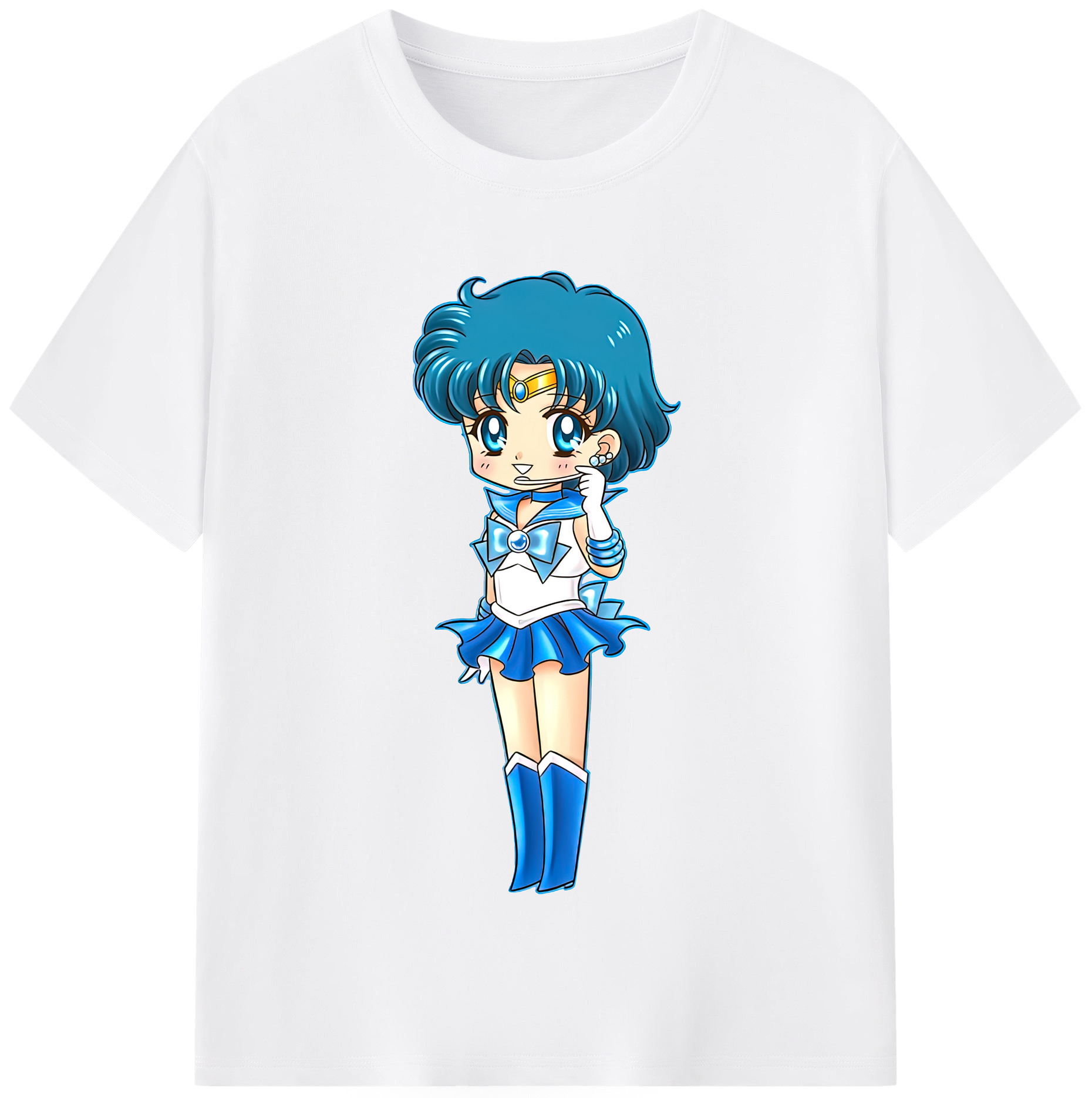 （画像用） 美少女戦士セーラームーン 水野 亜美 みずの あみ Sailor Moon Mizuno Ami 綿100％半袖Tシャツ（フロントプリント）