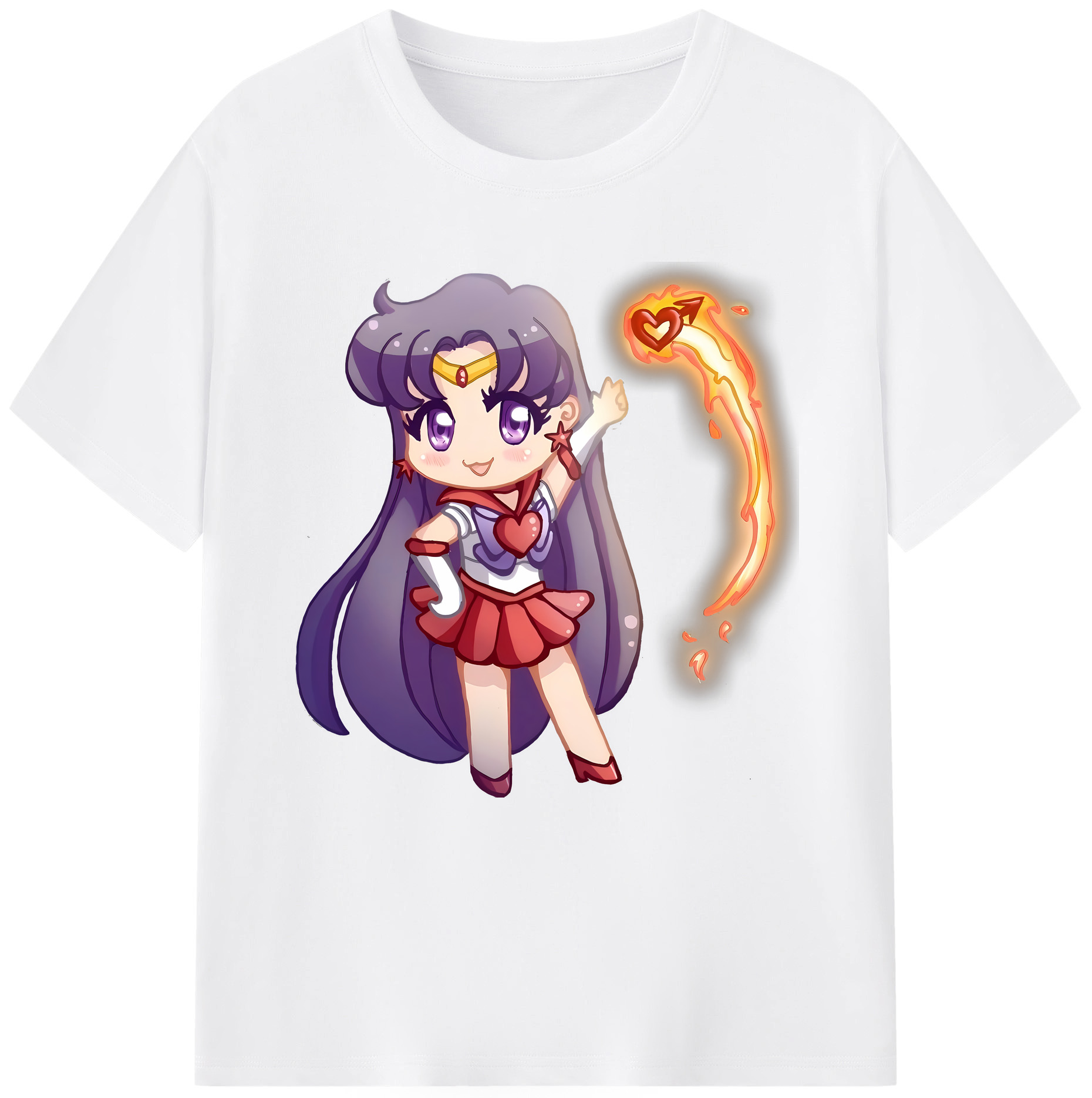 （画像用） 美少女戦士セーラームーン 火野レイ ひの レイ Sailor Moon Hino Rei （セーラーマーズ,Sailor Mars） 綿100％半袖Tシャツ（フロントプリント）