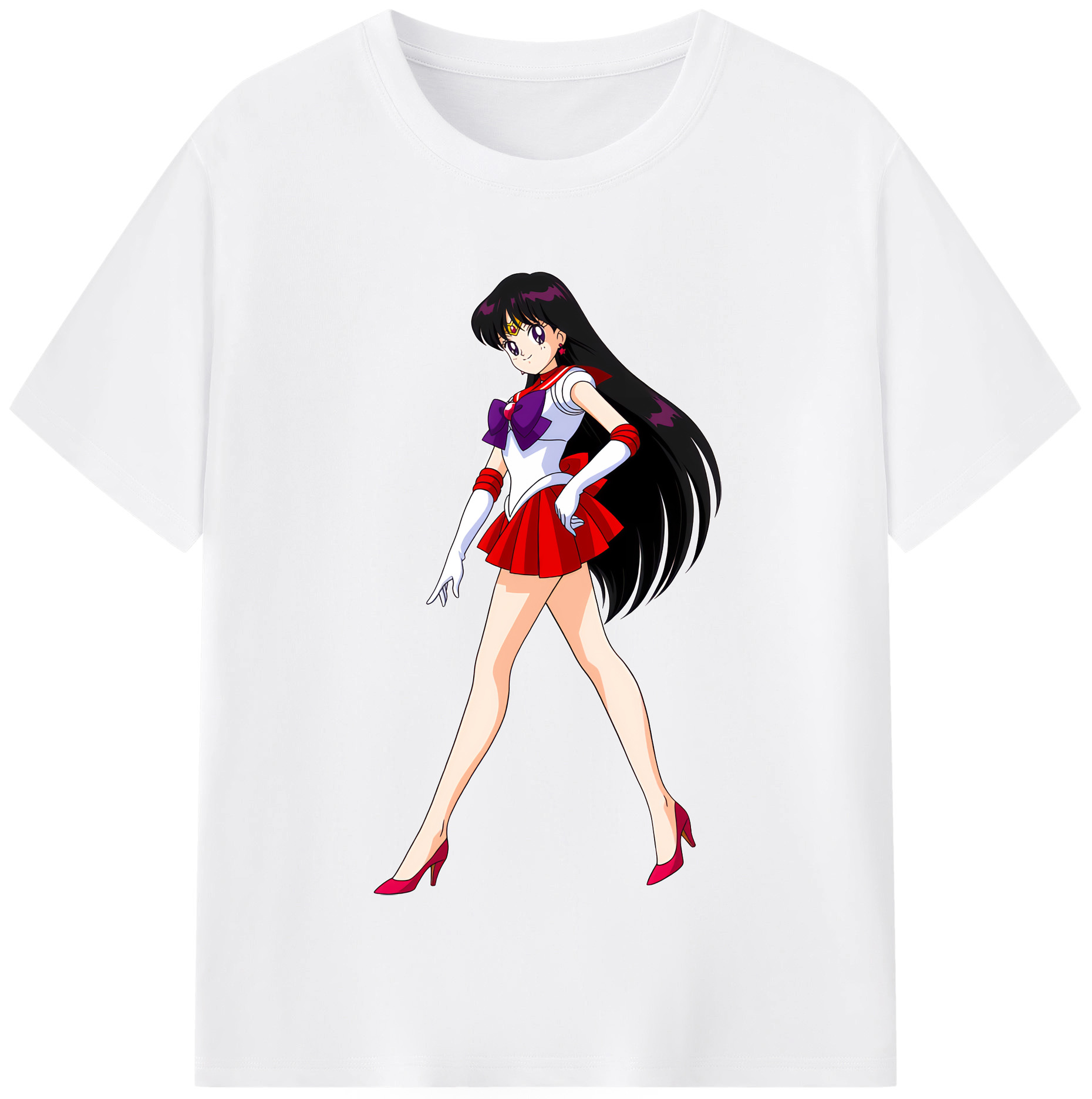 （画像用） 美少女戦士セーラームーン 火野レイ ひの レイ Sailor Moon Hino Rei （セーラーマーズ,Sailor Mars） 綿100％半袖Tシャツ（フロントプリント）