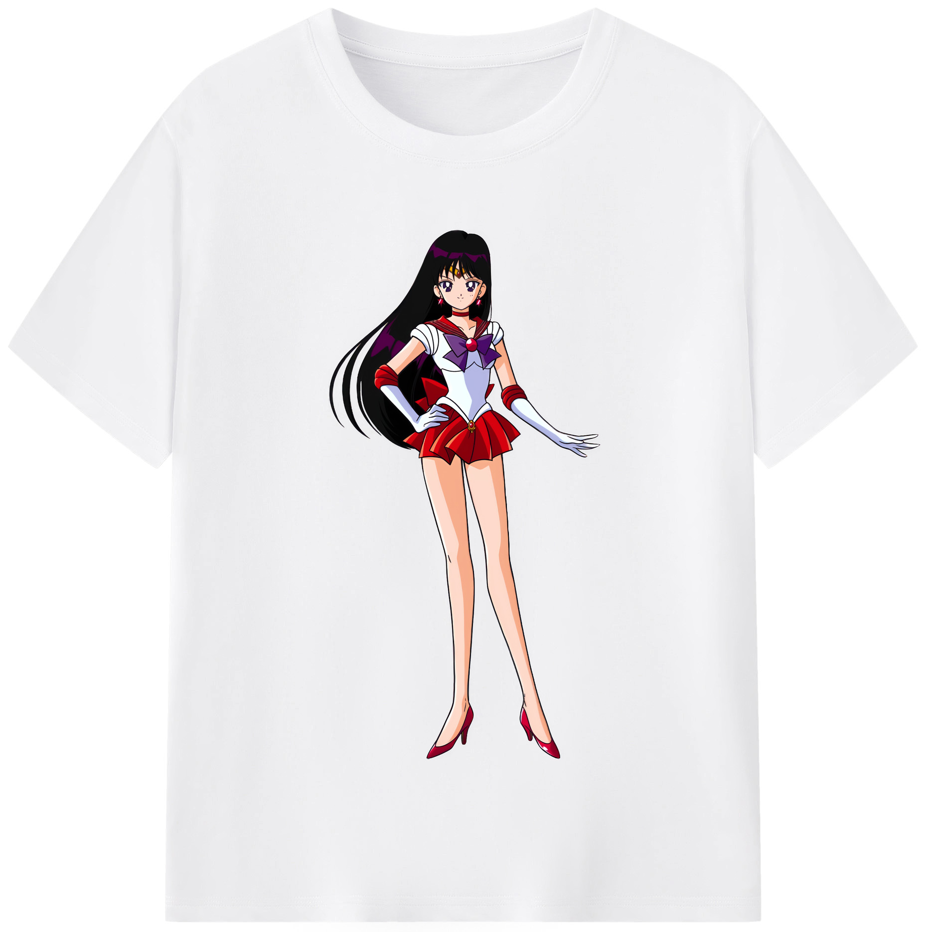 （画像用） 美少女戦士セーラームーン 火野レイ ひの レイ Sailor Moon Hino Rei （セーラーマーズ,Sailor Mars） 綿100％半袖Tシャツ（フロントプリント）