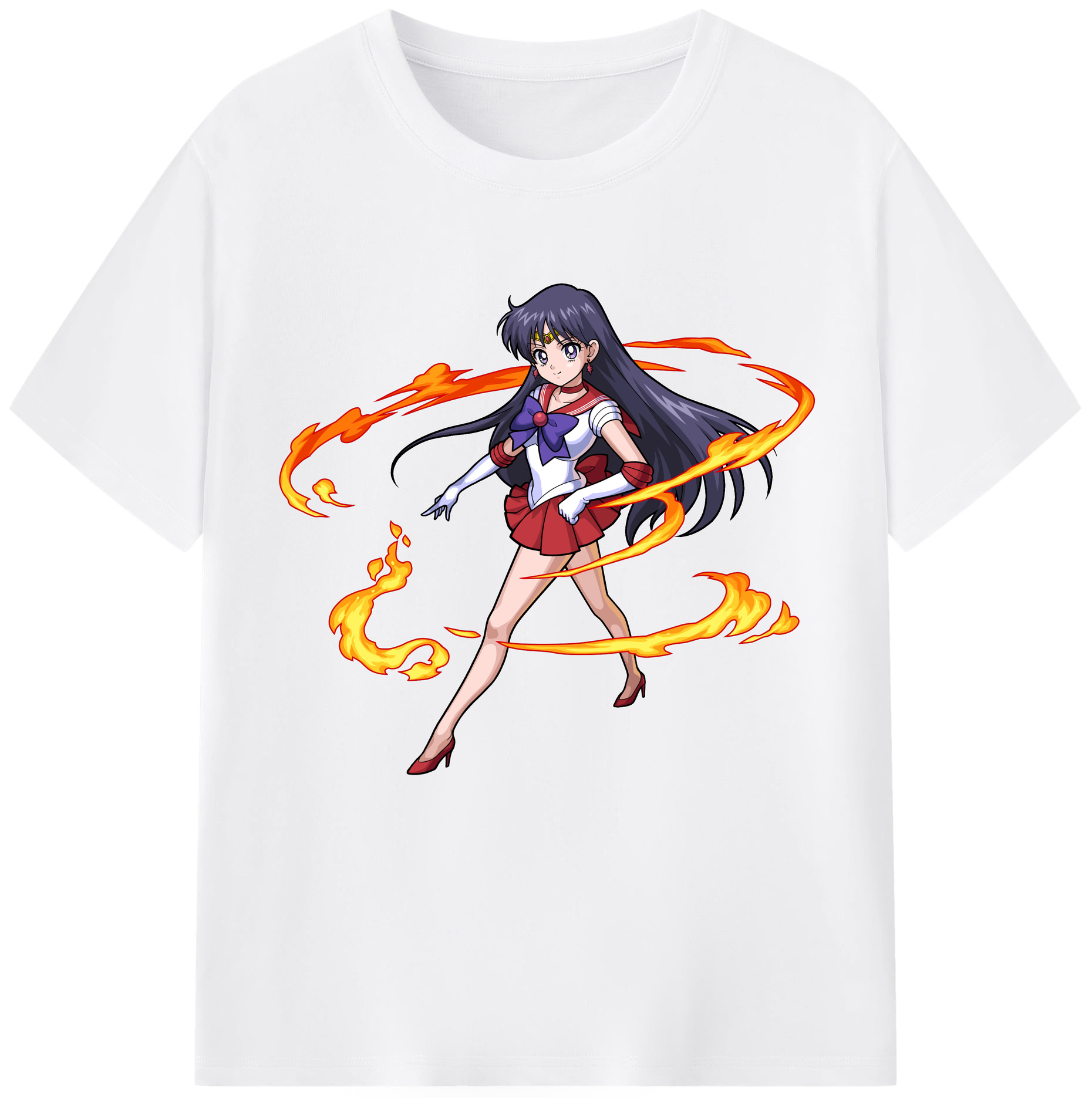（画像用） 美少女戦士セーラームーン 火野レイ ひの レイ Sailor Moon Hino Rei （セーラーマーズ,Sailor Mars） 綿100％半袖Tシャツ（フロントプリント）