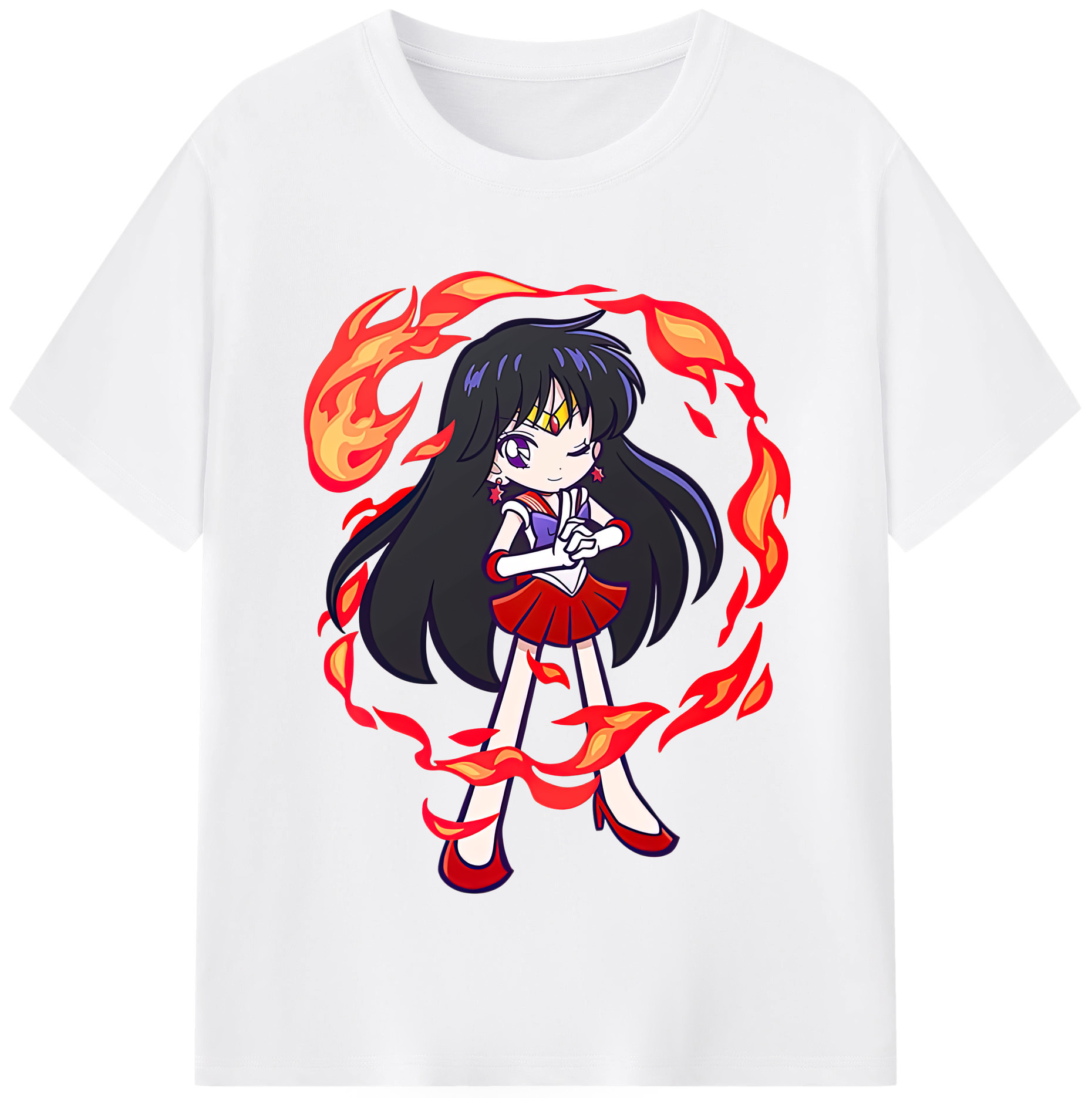 （画像用） 美少女戦士セーラームーン 火野レイ ひの レイ Sailor Moon Hino Rei （セーラーマーズ,Sailor Mars） 綿100％半袖Tシャツ（フロントプリント）