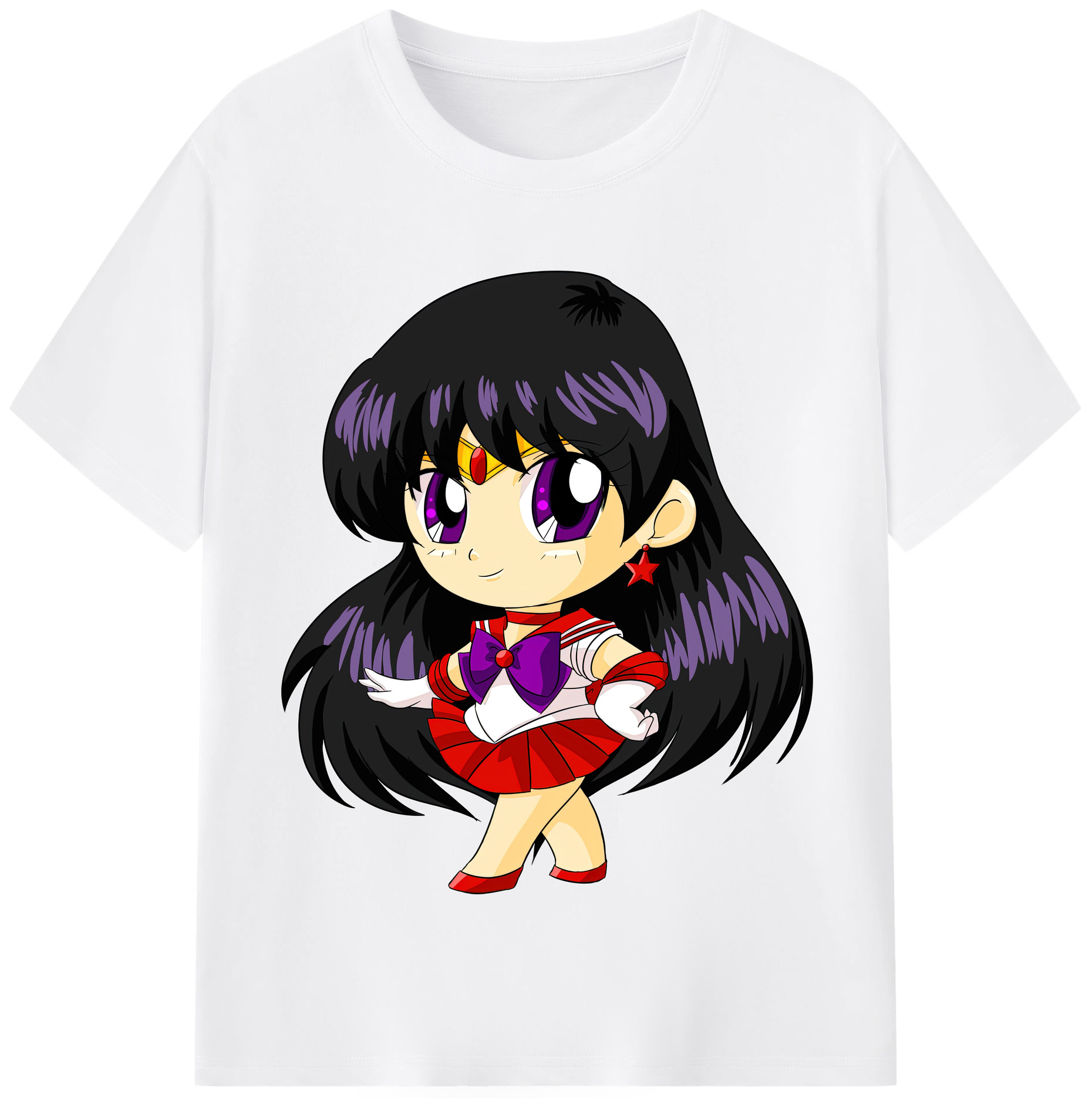 （画像用） 美少女戦士セーラームーン 火野レイ ひの レイ Sailor Moon Hino Rei （セーラーマーズ,Sailor Mars） 綿100％半袖Tシャツ（フロントプリント）