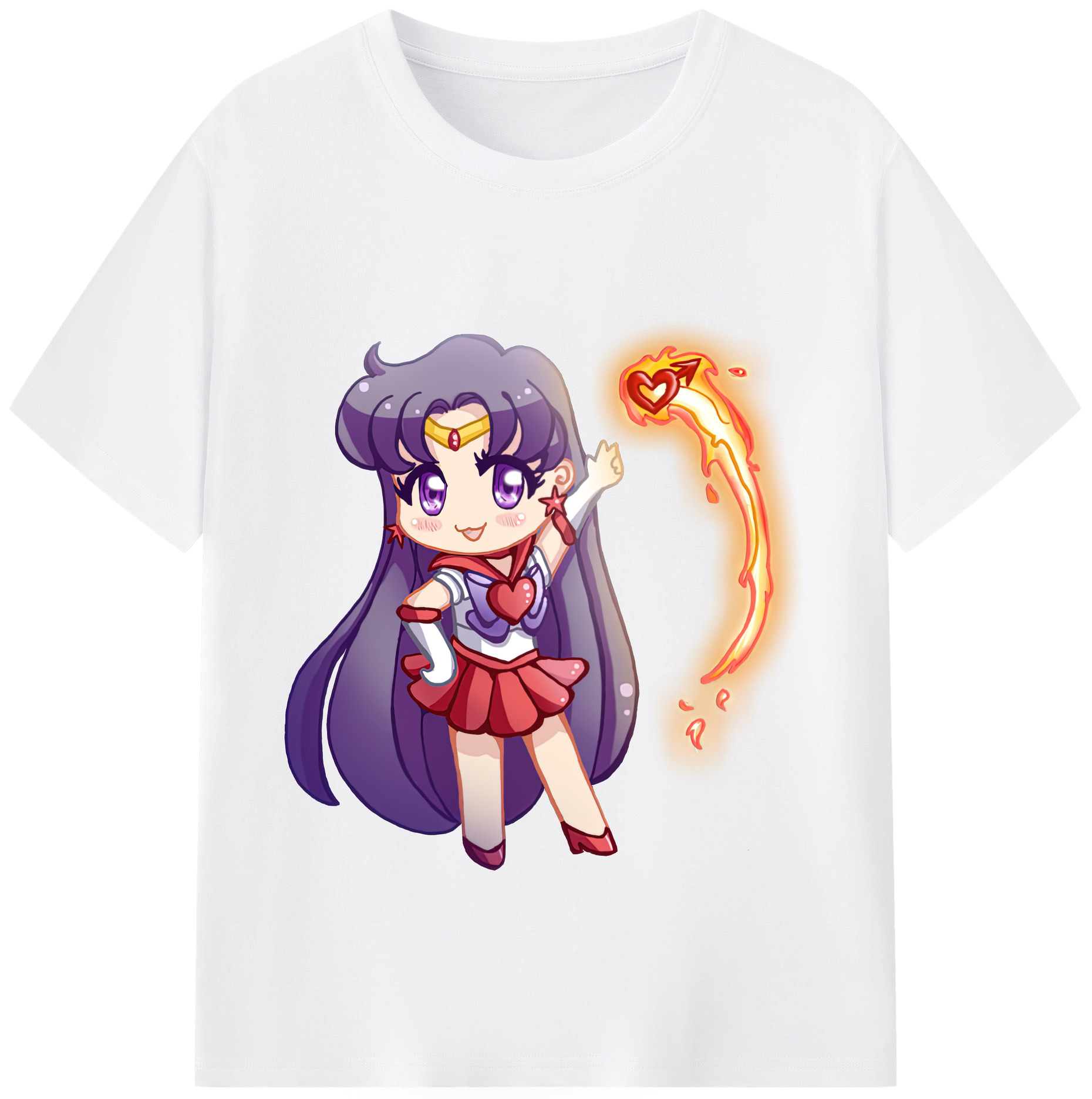（画像用） 美少女戦士セーラームーン 火野レイ ひの レイ Sailor Moon Hino Rei （セーラーマーズ,Sailor Mars） 綿100％半袖Tシャツ（フロントプリント）