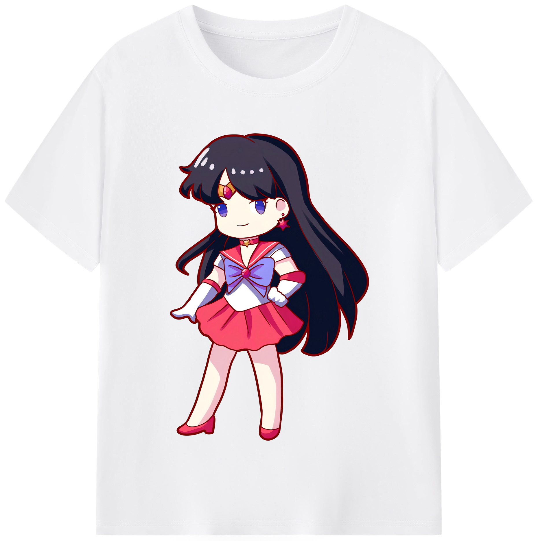 （画像用） 美少女戦士セーラームーン 火野レイ ひの レイ Sailor Moon Hino Rei （セーラーマーズ,Sailor Mars） 綿100％半袖Tシャツ（フロントプリント）