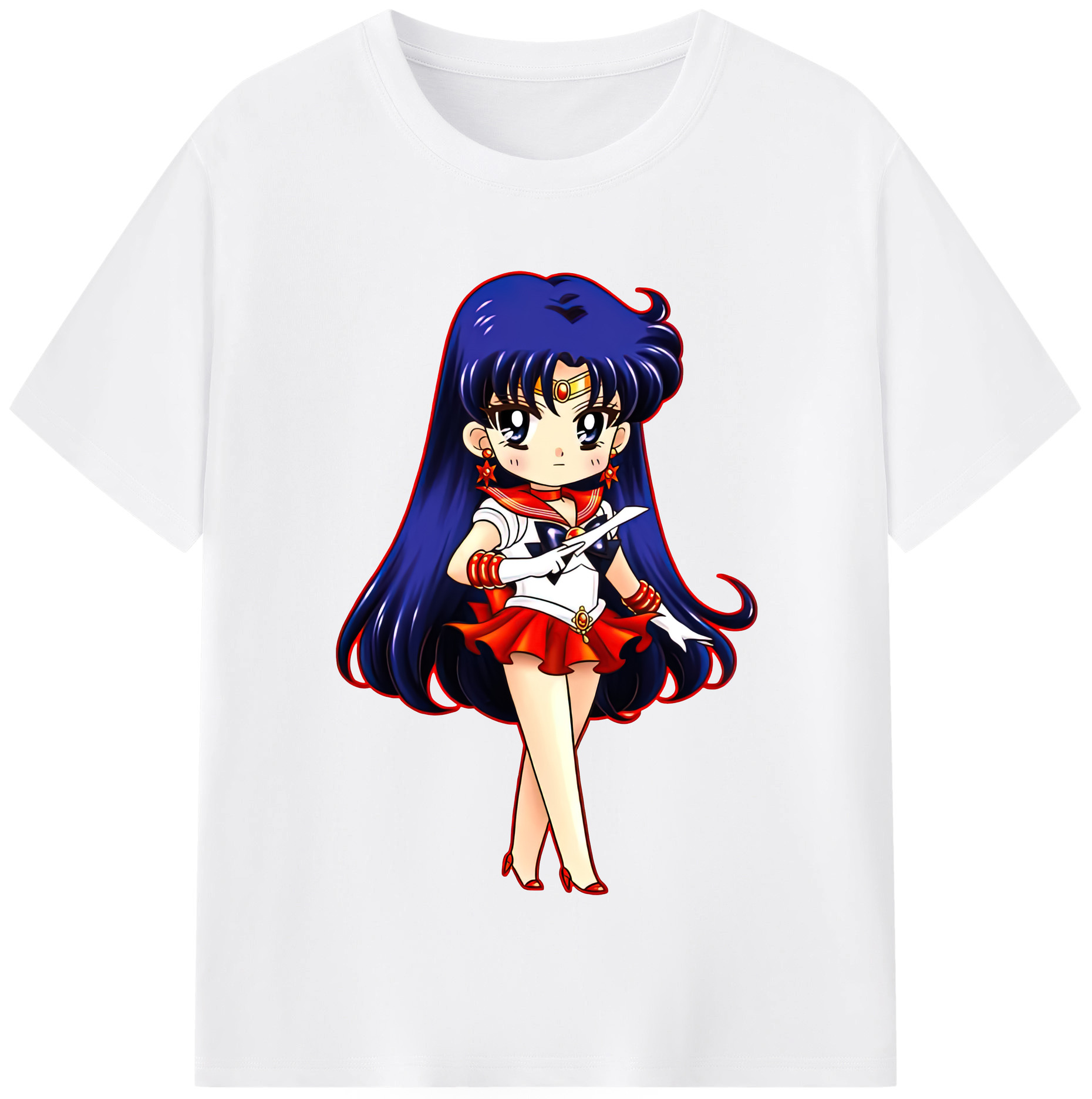 （画像用） 美少女戦士セーラームーン 火野レイ ひの レイ Sailor Moon Hino Rei （セーラーマーズ,Sailor Mars） 綿100％半袖Tシャツ（フロントプリント）