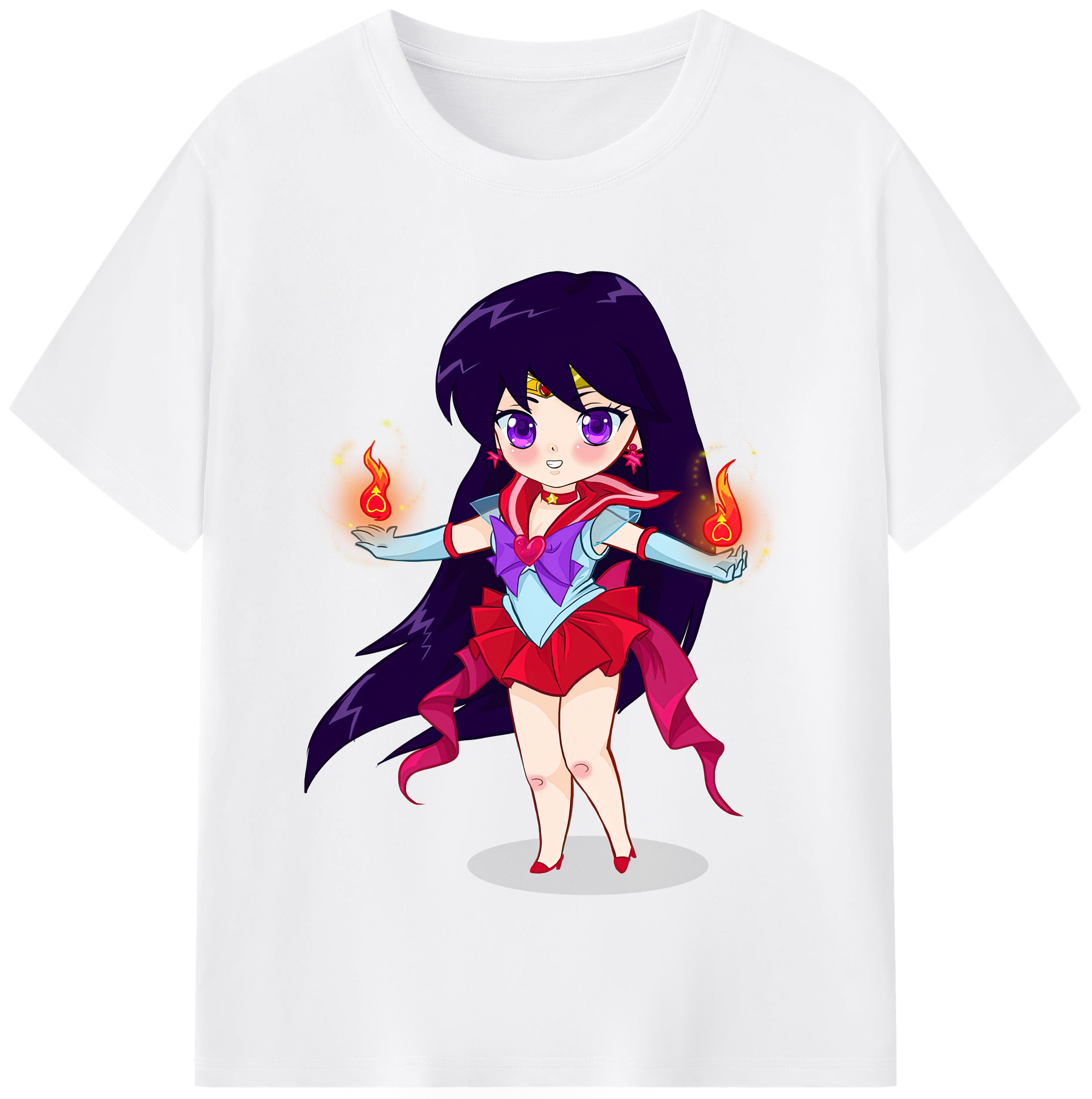 （画像用） 美少女戦士セーラームーン 火野レイ ひの レイ Sailor Moon Hino Rei （セーラーマーズ,Sailor Mars） 綿100％半袖Tシャツ（フロントプリント）