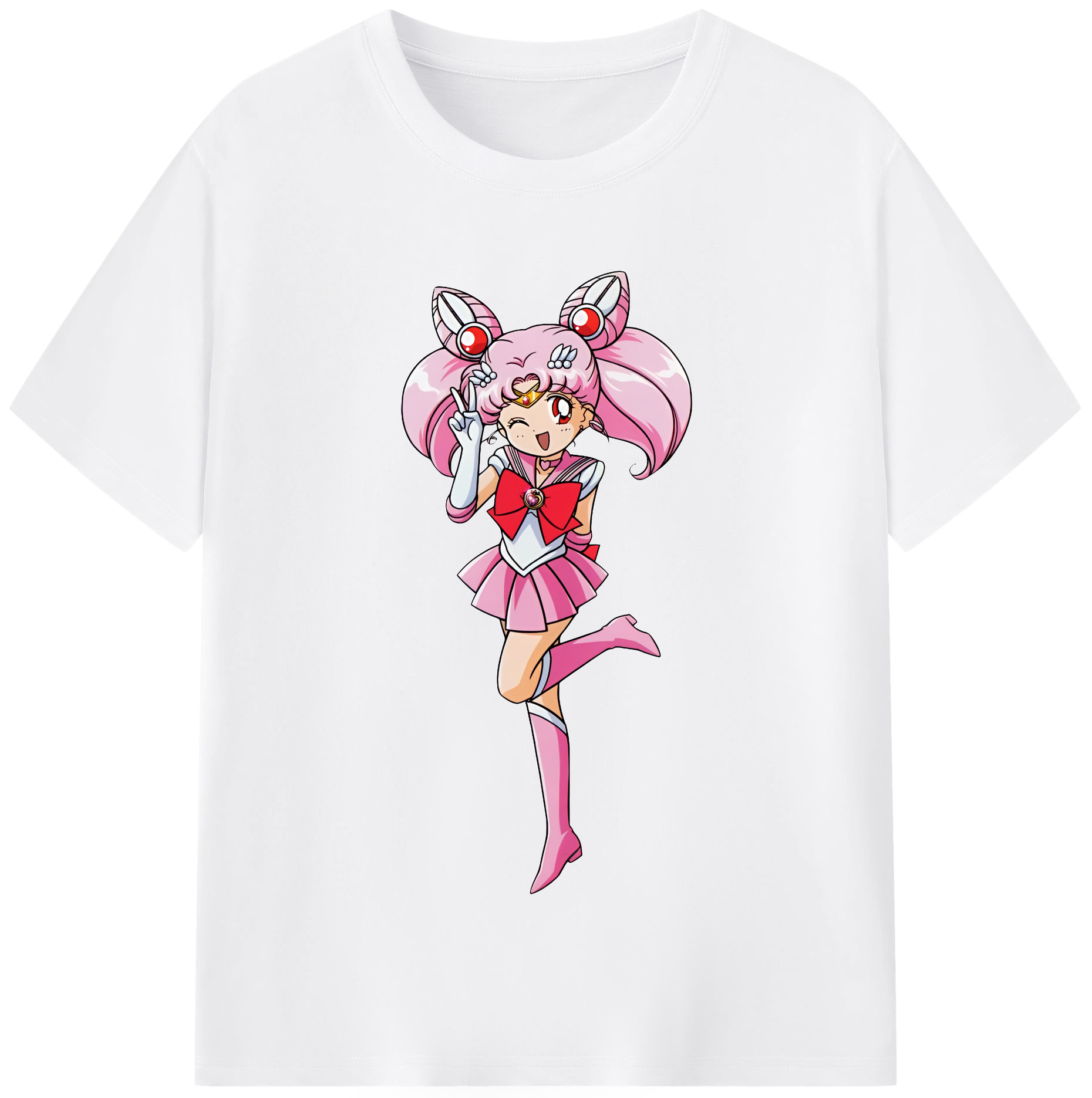 （画像用） 美少女戦士セーラームーン ちびうさ Sailor Moon Chibiusa Tsukino Usagi Small Lady Serenity 綿100％半袖Tシャツ（フロントプリント）