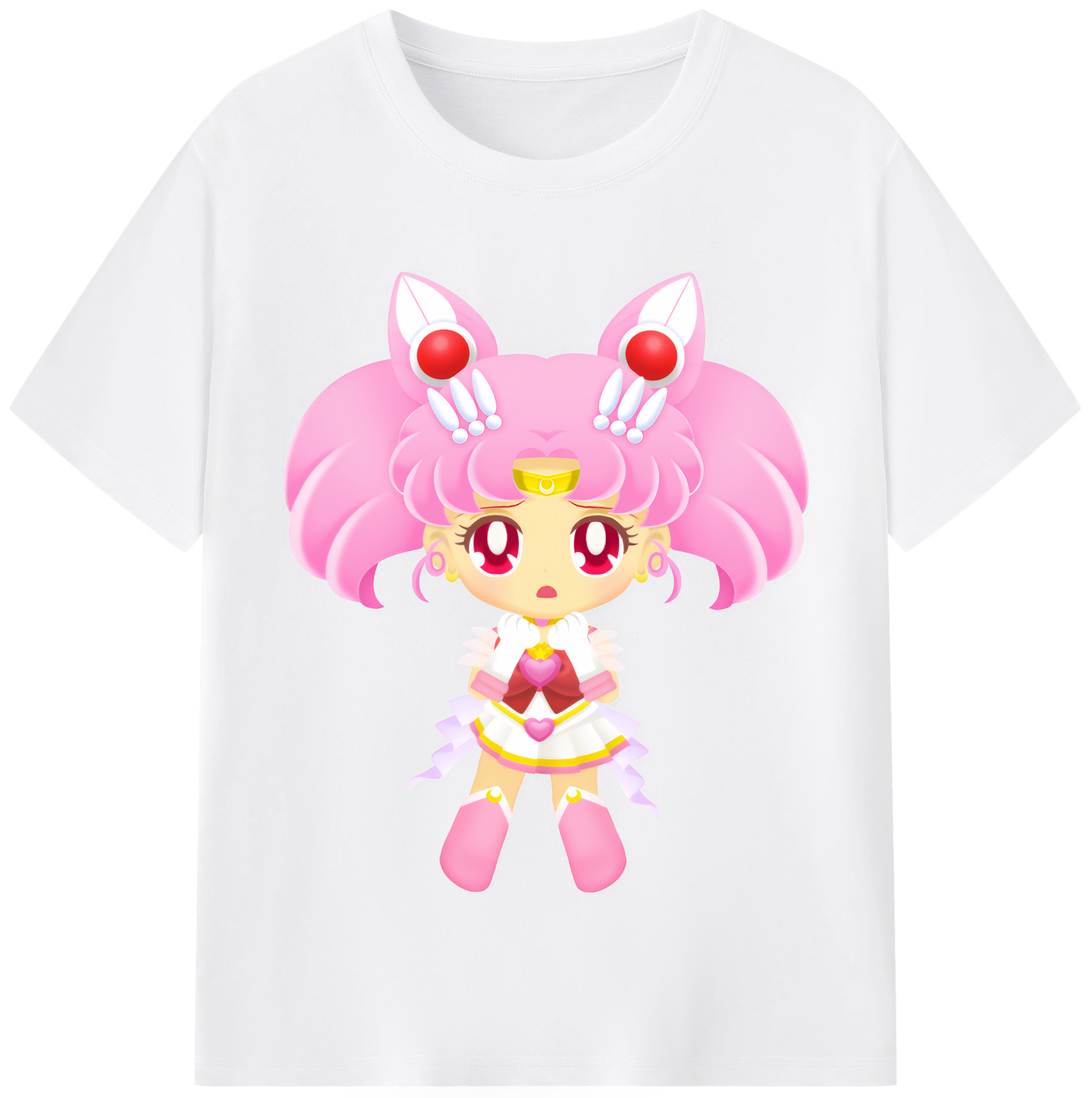 （画像用） 美少女戦士セーラームーン ちびうさ Sailor Moon Chibiusa Tsukino Usagi Small Lady Serenity 綿100％半袖Tシャツ（フロントプリント）