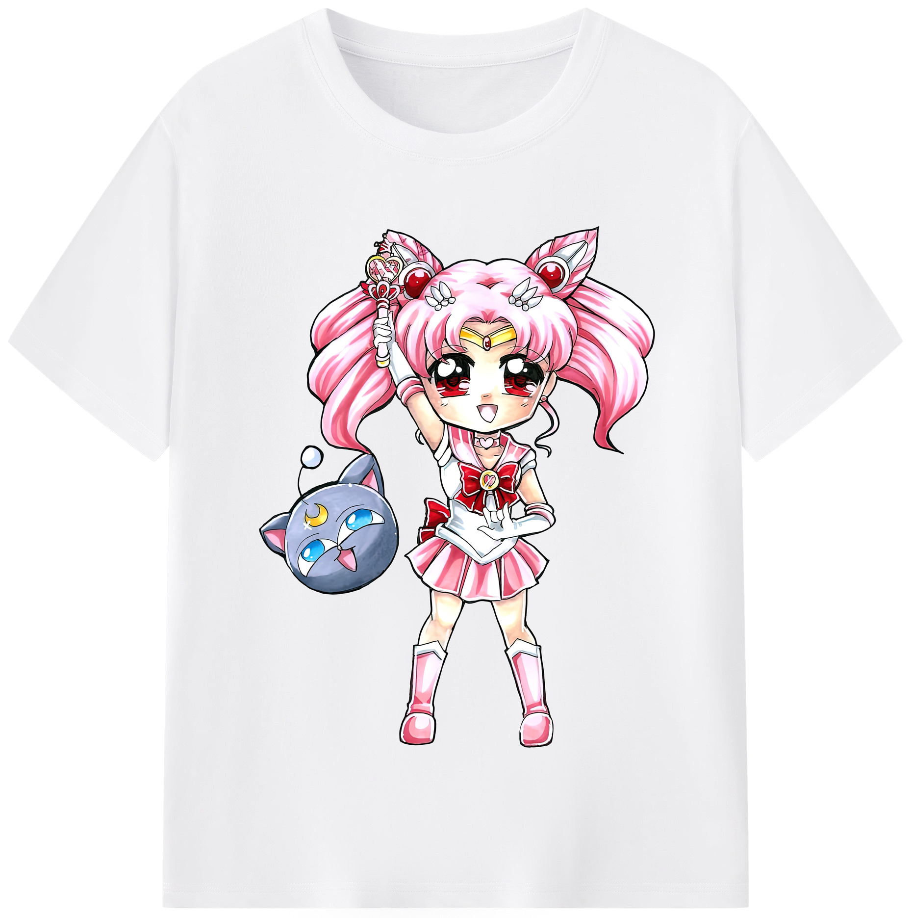 （画像用） 美少女戦士セーラームーン ちびうさ Sailor Moon Chibiusa Tsukino Usagi Small Lady Serenity 綿100％半袖Tシャツ（フロントプリント）