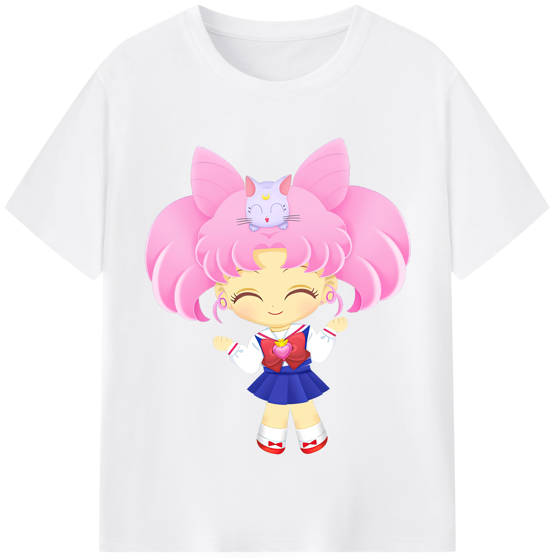 （画像用） 美少女戦士セーラームーン ちびうさ Sailor Moon Chibiusa Tsukino Usagi Small Lady Serenity 綿100％半袖Tシャツ（フロントプリント）
