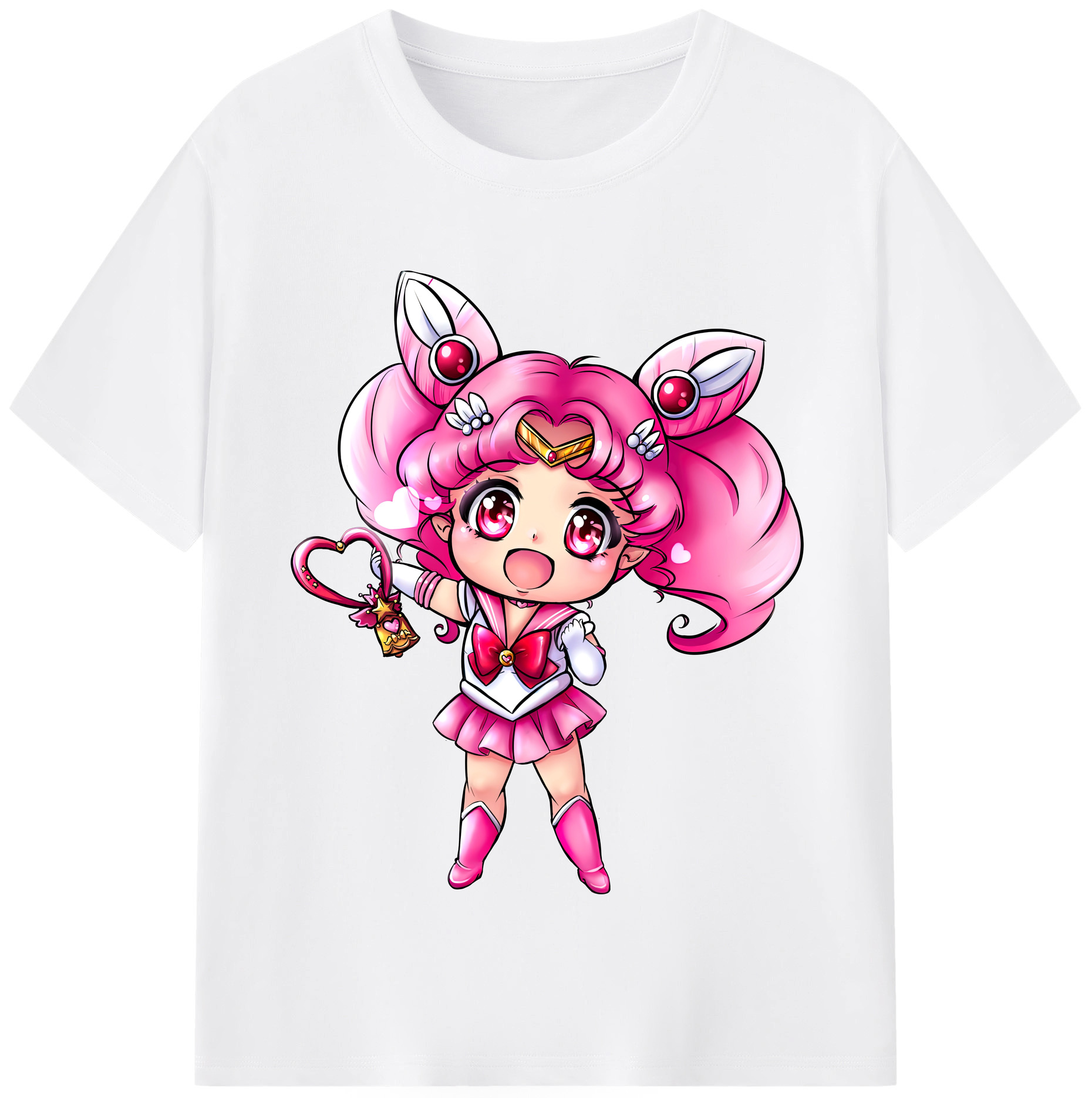 （画像用） 美少女戦士セーラームーン ちびうさ Sailor Moon Chibiusa Tsukino Usagi Small Lady Serenity 綿100％半袖Tシャツ（フロントプリント）