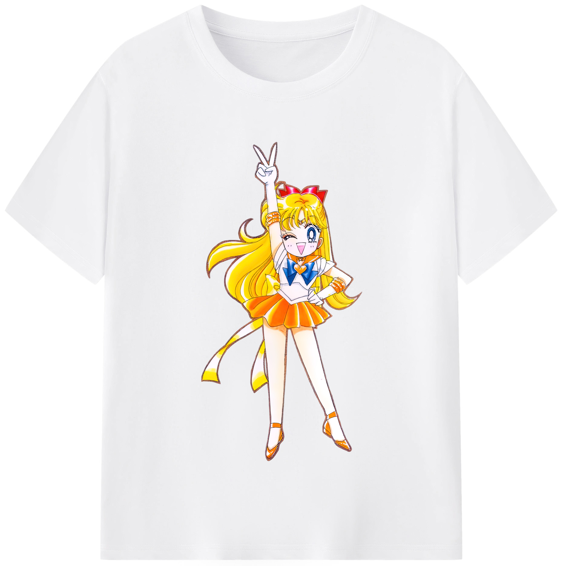 （画像用） 美少女戦士セーラームーン 愛野 美奈子 あいの みなこ Sailor Moon Aino Minako 綿100％半袖Tシャツ（フロントプリント）