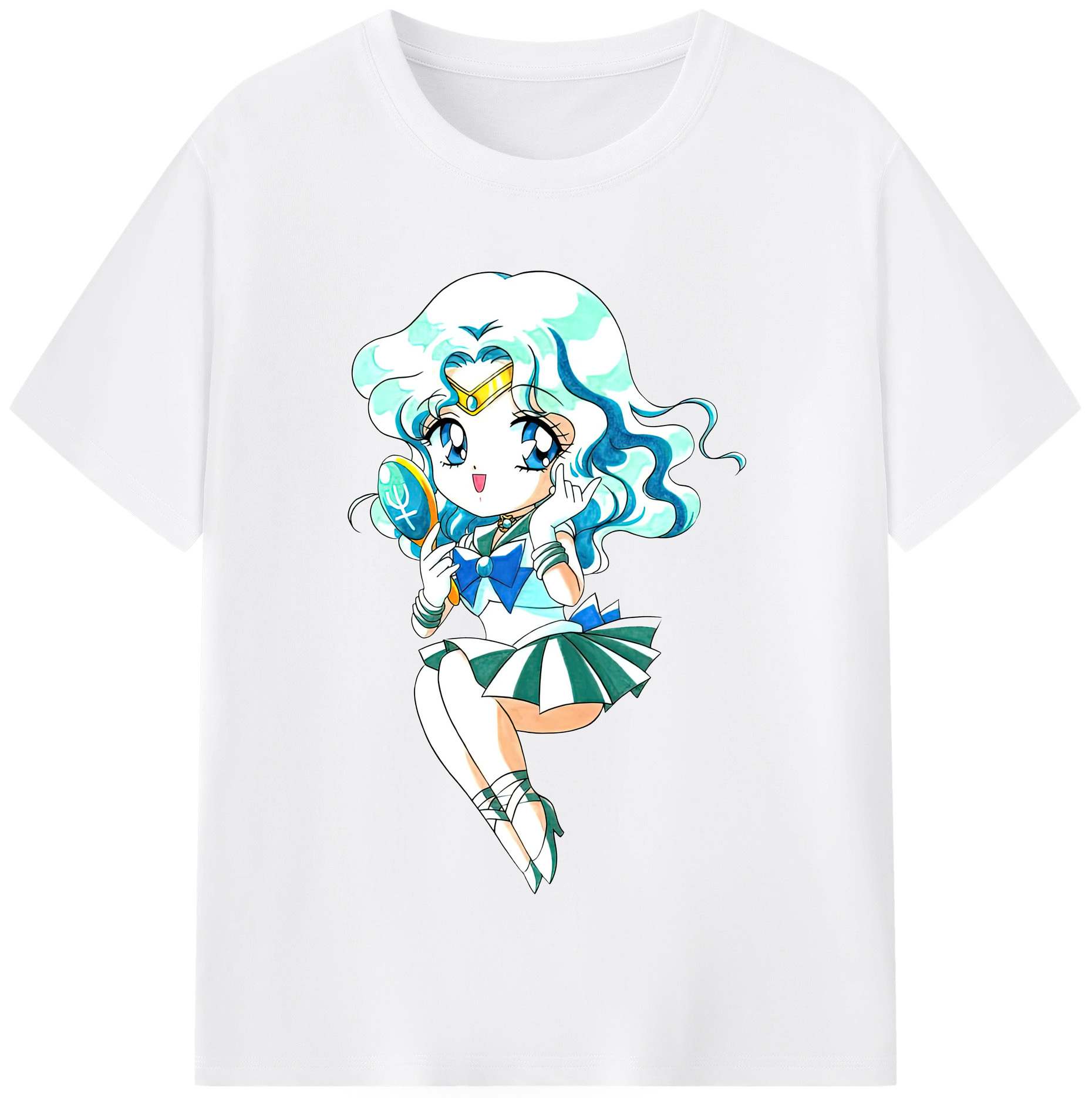 （画像用） 美少女戦士セーラームーン 海王 みちる（かいおう みちる） Sailor Moon Kaiou Michiru 綿100％半袖Tシャツ（フロントプリント）