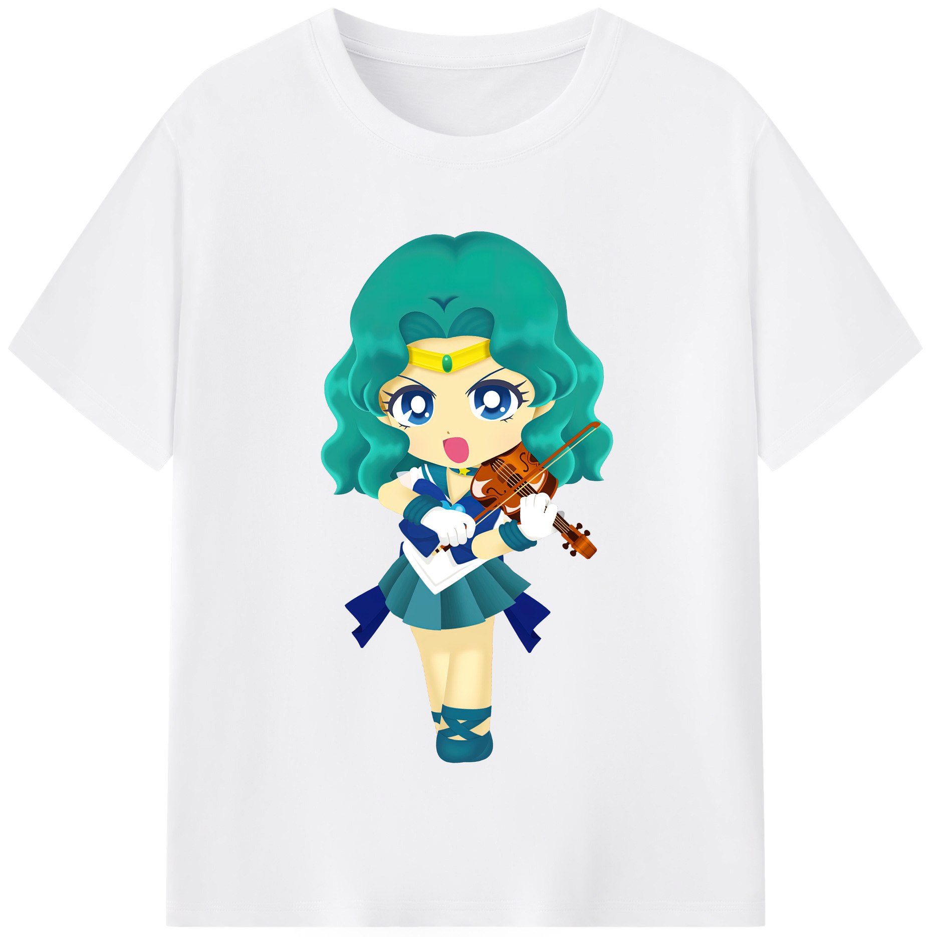 （画像用） 美少女戦士セーラームーン 海王 みちる（かいおう みちる） Sailor Moon Kaiou Michiru 綿100％半袖Tシャツ（フロントプリント）
