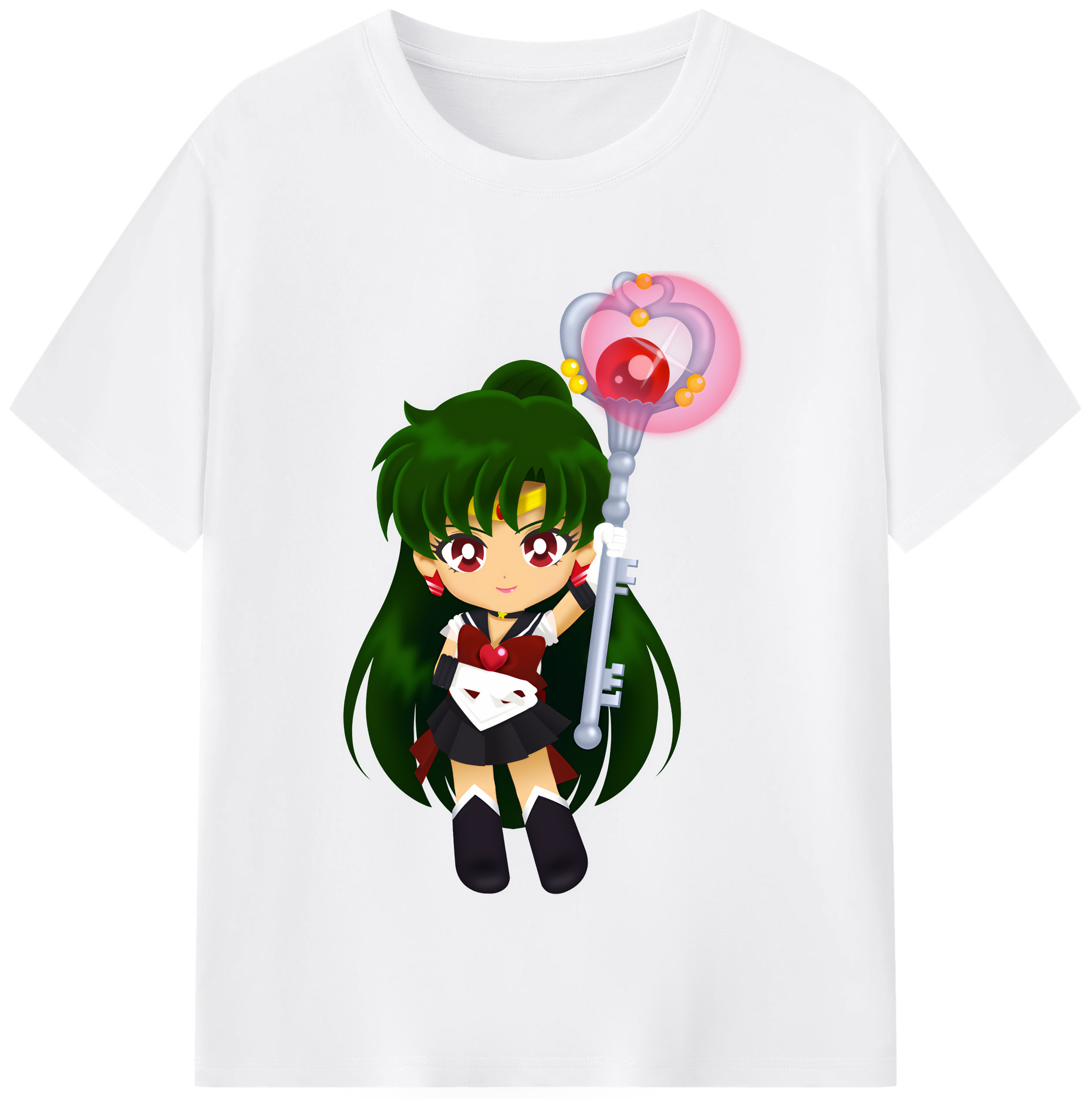 （画像用） 美少女戦士セーラームーン 冥王せつな Sailor Moon Meiou Setsuna 綿100％半袖Tシャツ（フロントプリント）