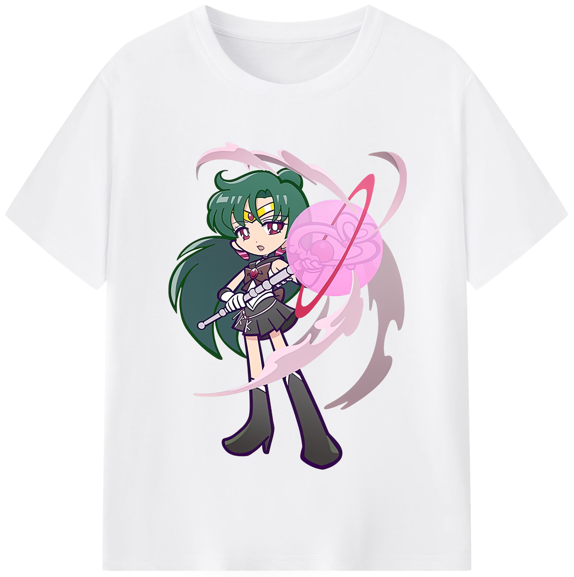 （画像用） 美少女戦士セーラームーン 冥王せつな Sailor Moon Meiou Setsuna 綿100％半袖Tシャツ（フロントプリント）