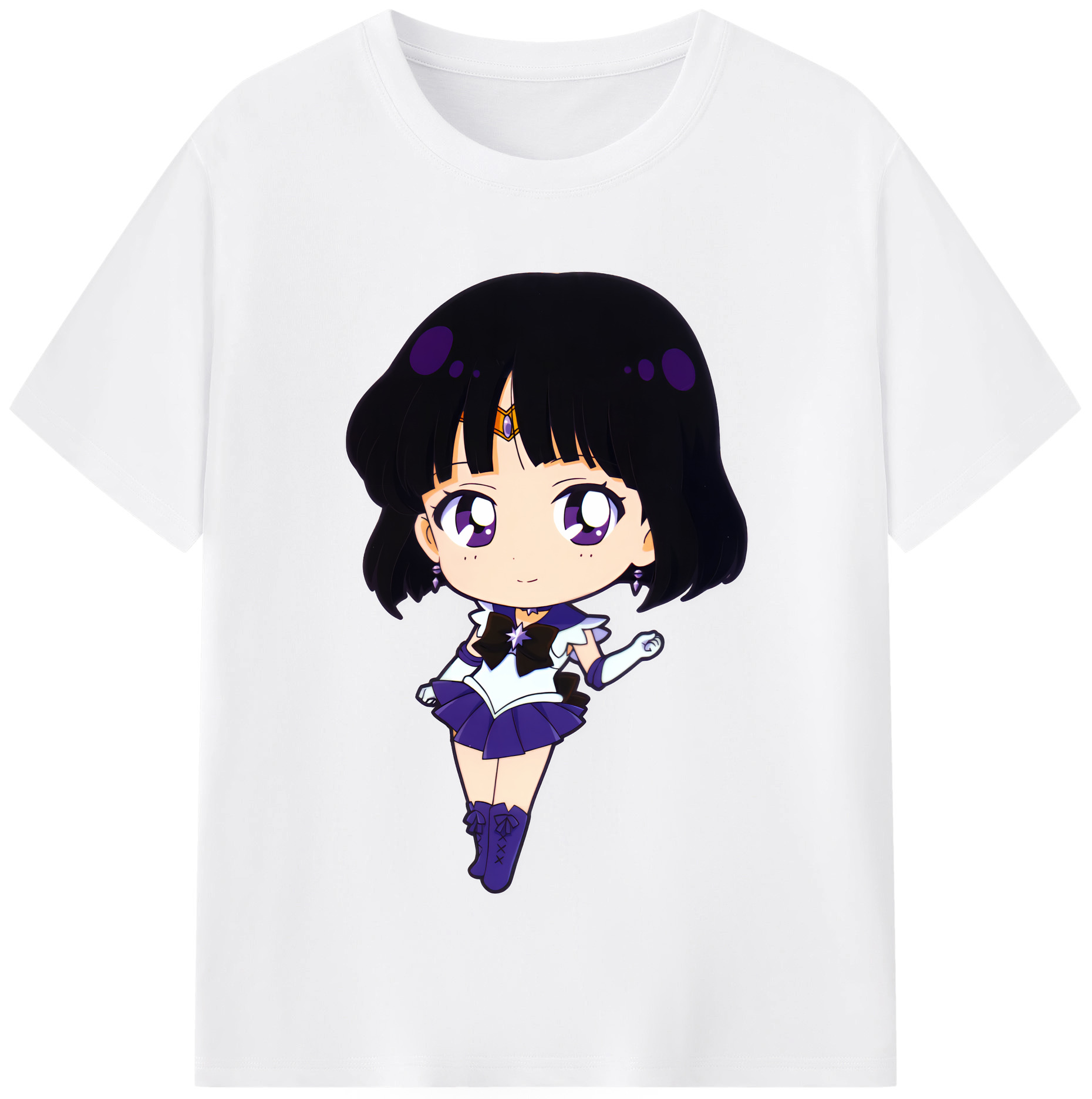 （画像用） 美少女戦士セーラームーン 土萠ほたる Sailor Moon Tomoe Hotaru （セーラーサターン；Sailor Saturn） 綿100％半袖Tシャツ（フロントプリント）