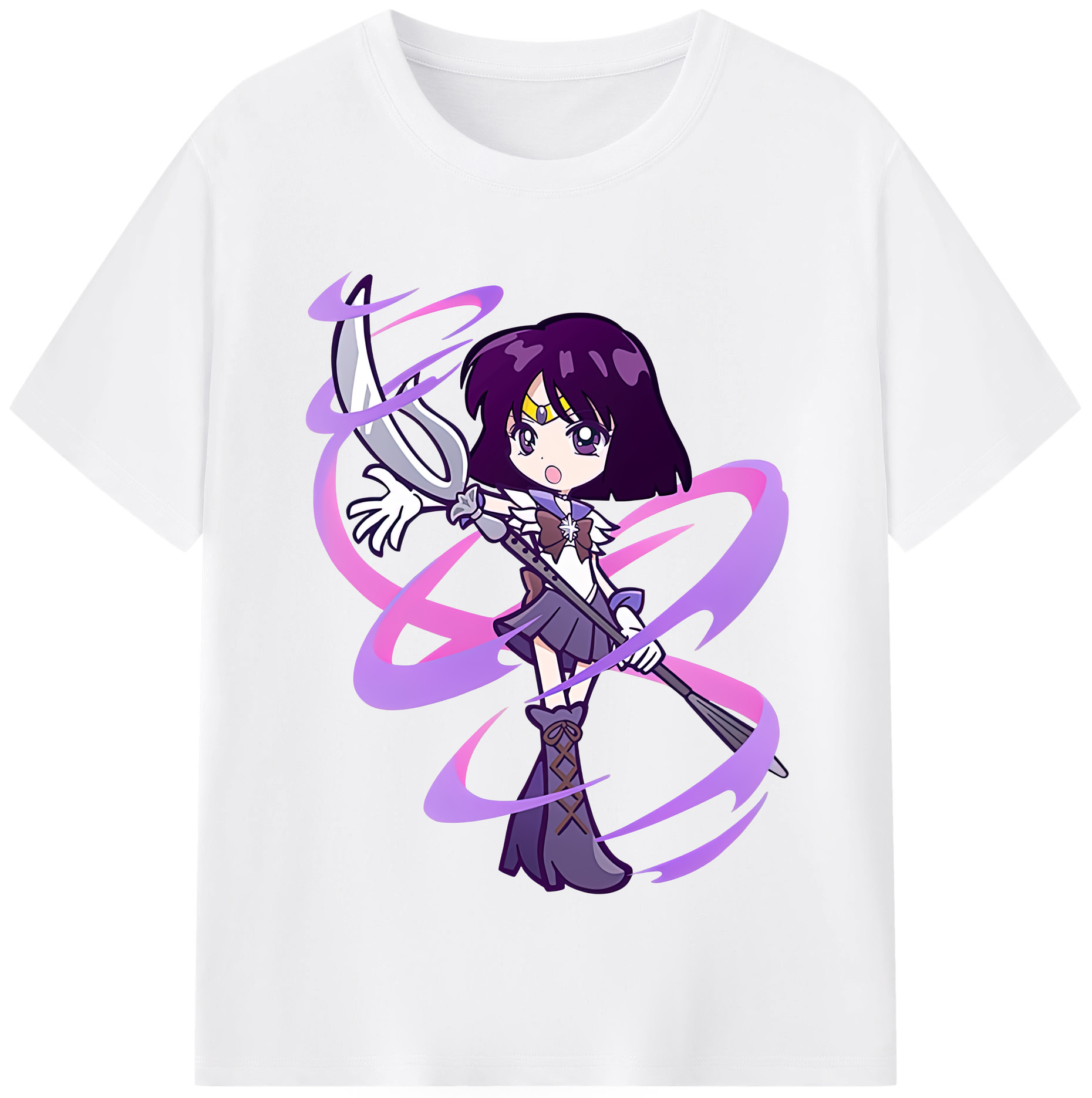 （画像用） 美少女戦士セーラームーン 土萠ほたる Sailor Moon Tomoe Hotaru （セーラーサターン；Sailor Saturn） 綿100％半袖Tシャツ（フロントプリント）