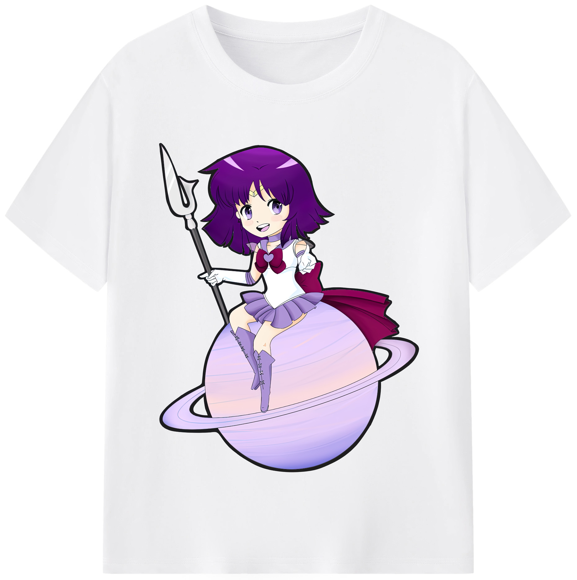 （画像用） 美少女戦士セーラームーン 土萠ほたる Sailor Moon Tomoe Hotaru （セーラーサターン；Sailor Saturn） 綿100％半袖Tシャツ（フロントプリント）