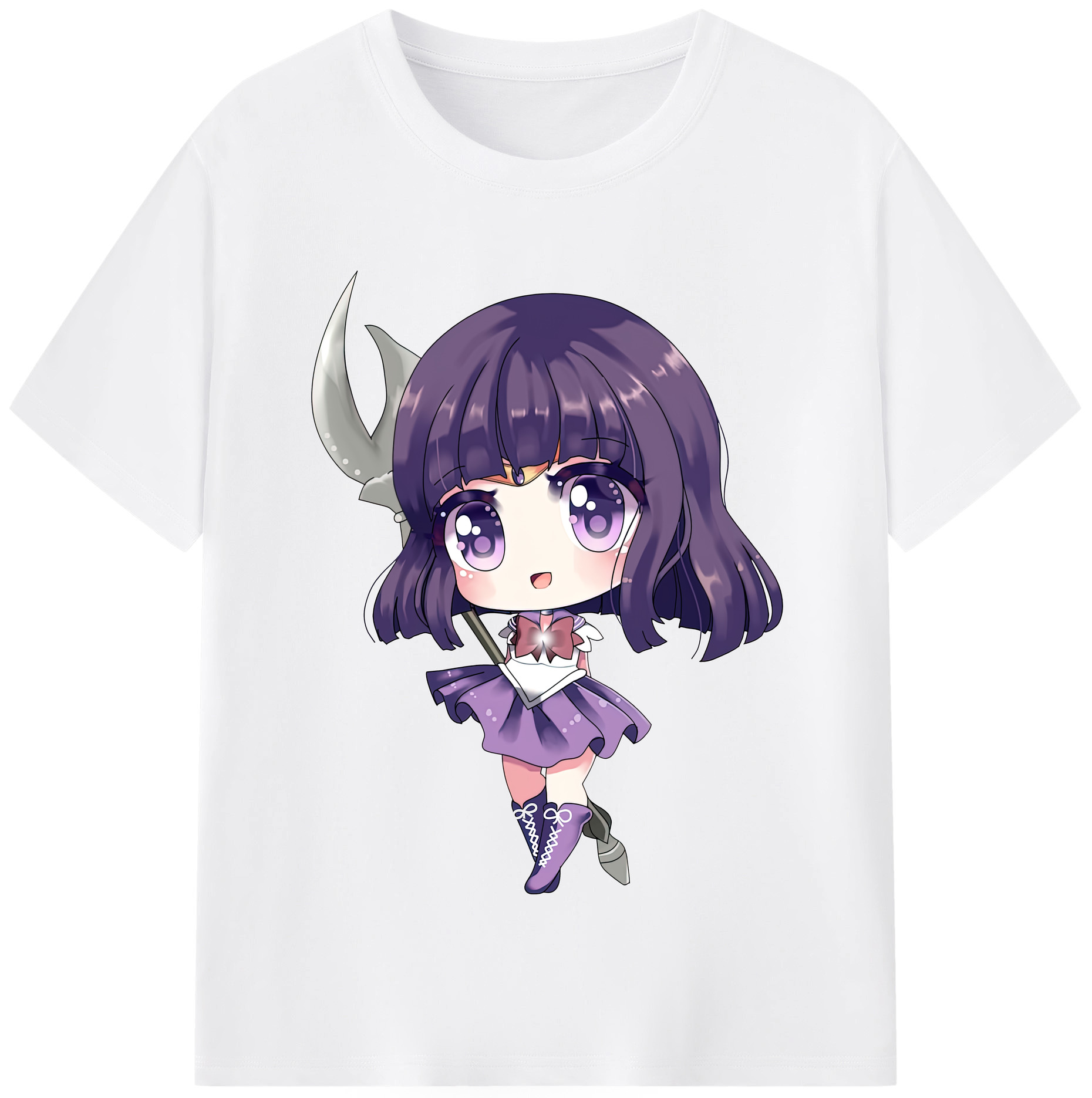 （画像用） 美少女戦士セーラームーン 土萠ほたる Sailor Moon Tomoe Hotaru （セーラーサターン；Sailor Saturn） 綿100％半袖Tシャツ（フロントプリント）